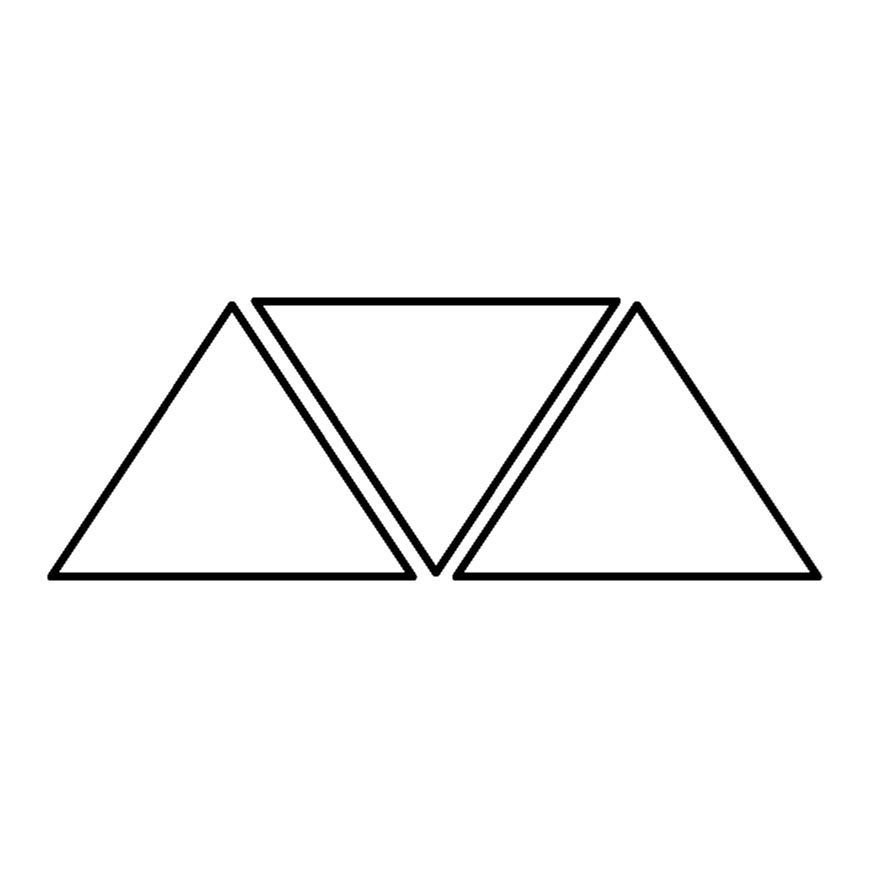 Three outlined triangles forming a larger geometric structure, representing a foundational system or framework.