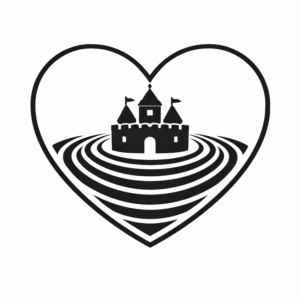Hearts Keep with eleven moats, canonical monochrome version