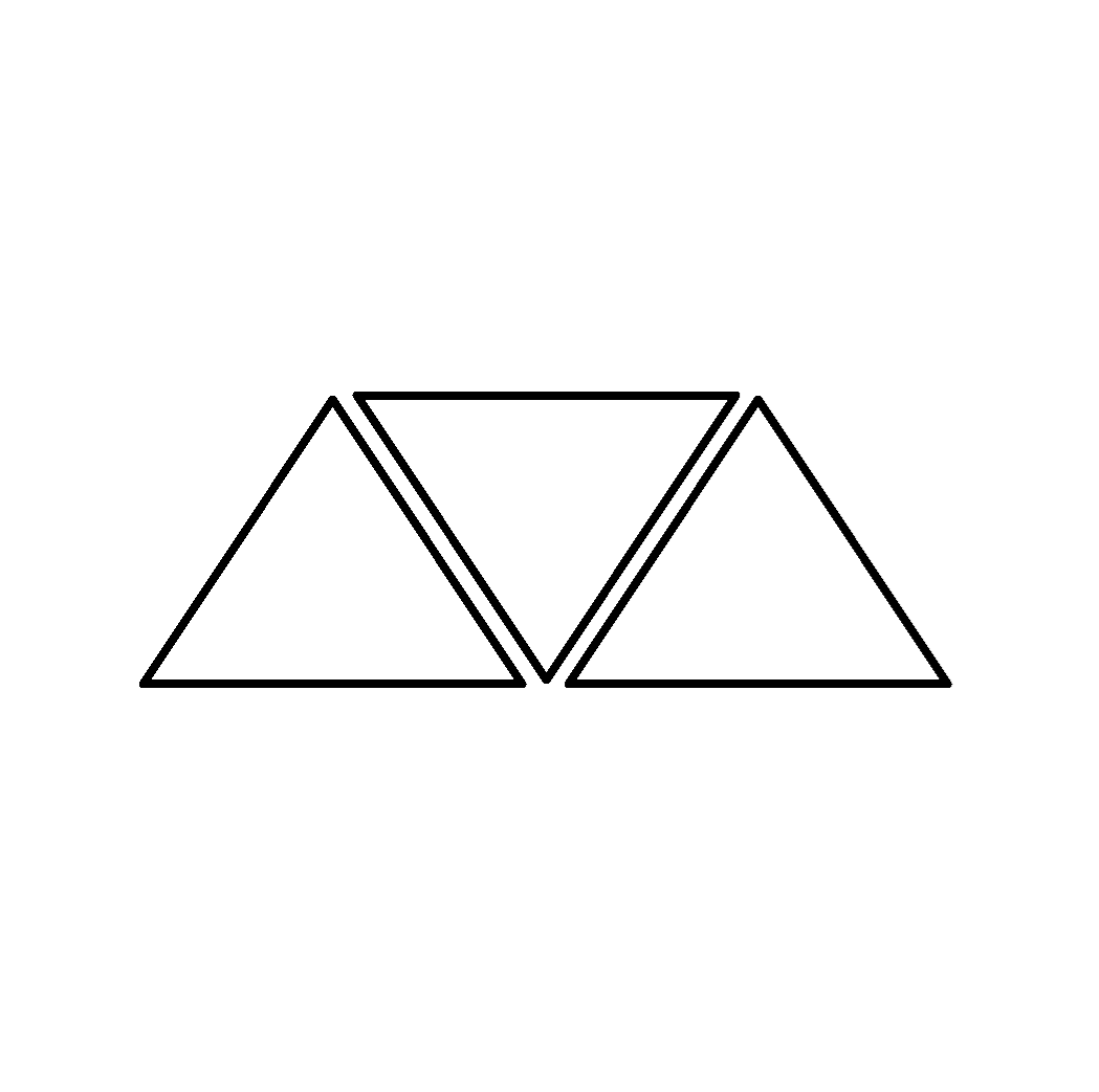 Three outlined triangles forming a larger geometric structure, representing a foundational system or framework.