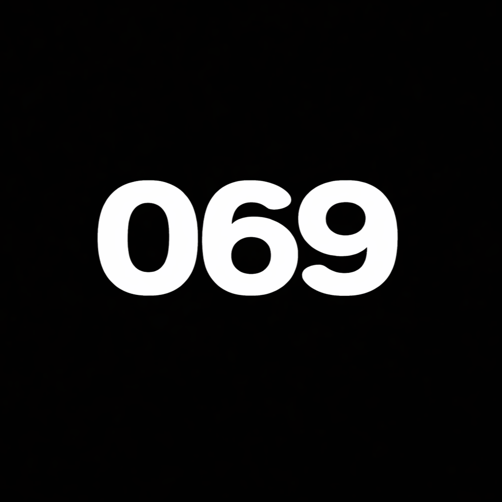 Hatcoin 069 icon: white number 069 on a black square background.