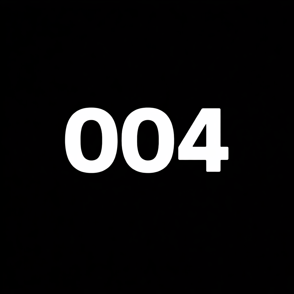 Hatcoin 004 icon: white number 004 on a black background.