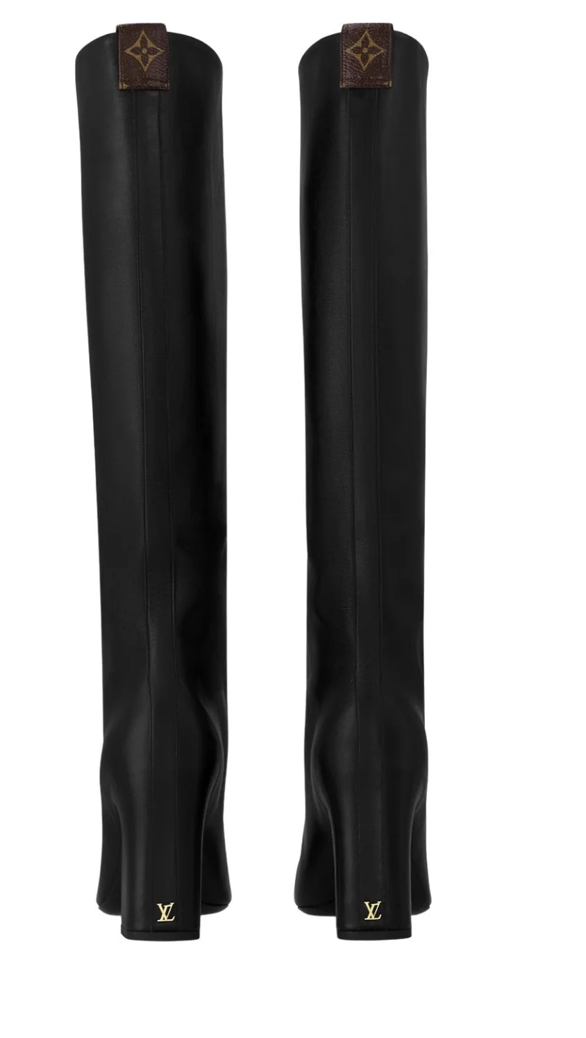 Louis Vuitton Donna high boots in black leather- Back view