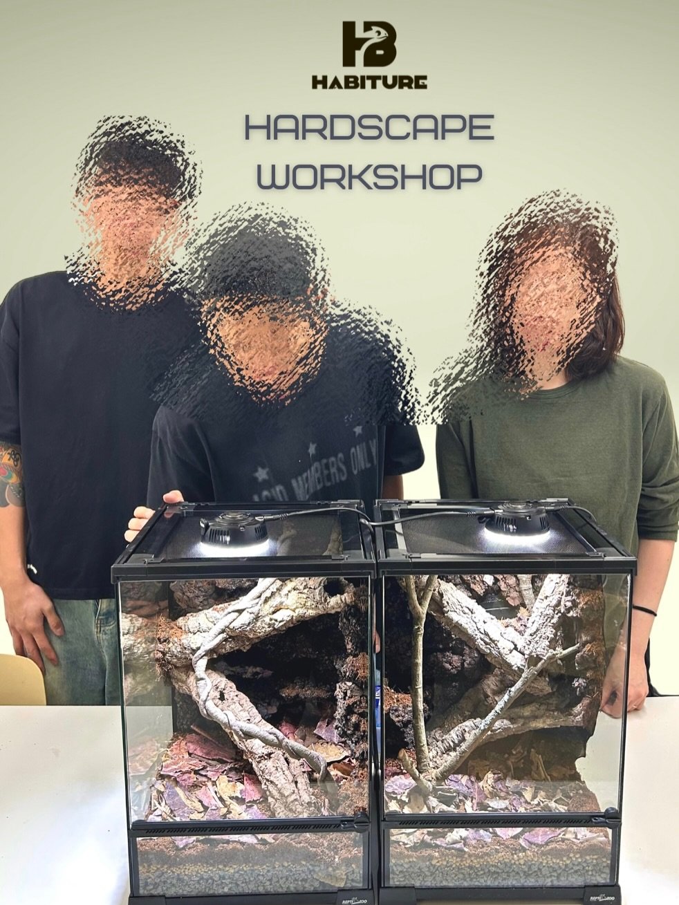 恭喜三位成為 🌴HABITURE哈比村 首批學生😂❕感謝對爬蟲+藝術的喜愛，也多謝其中特地前來參加的台灣朋友👊🏼
條件限制，已經將我最擅長的「骨架技法」教授大家，大家在家多多練習❕
多謝支持，期待你們的成品👏🏻