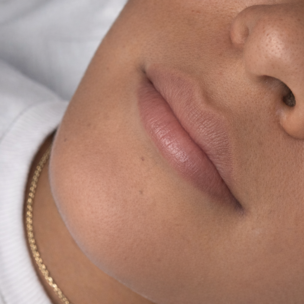 Lip filler before and after showing natural lip enhancement and volume results
