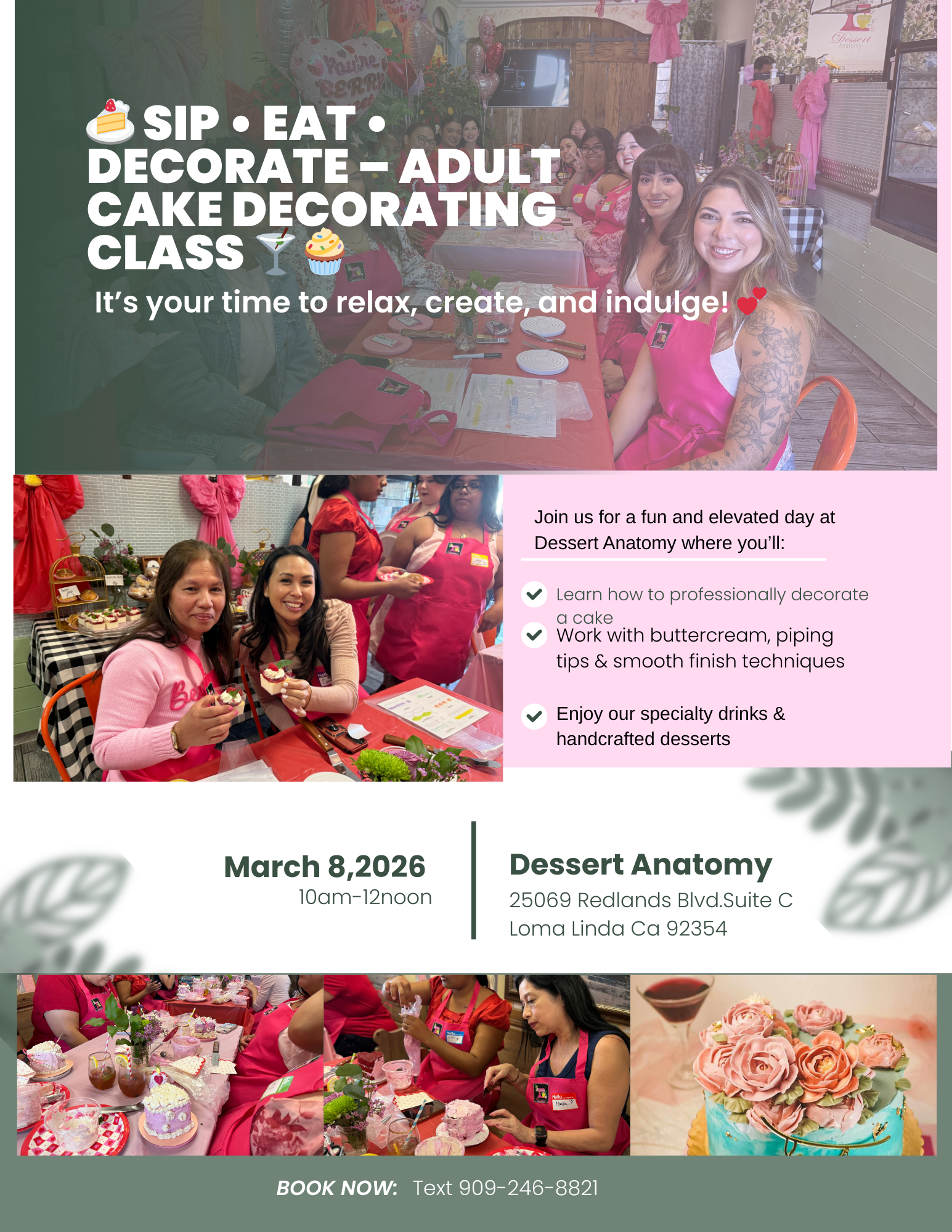 SIP-EAT-DECORATE- ADULT MINI CAKE DECORATING CLASS