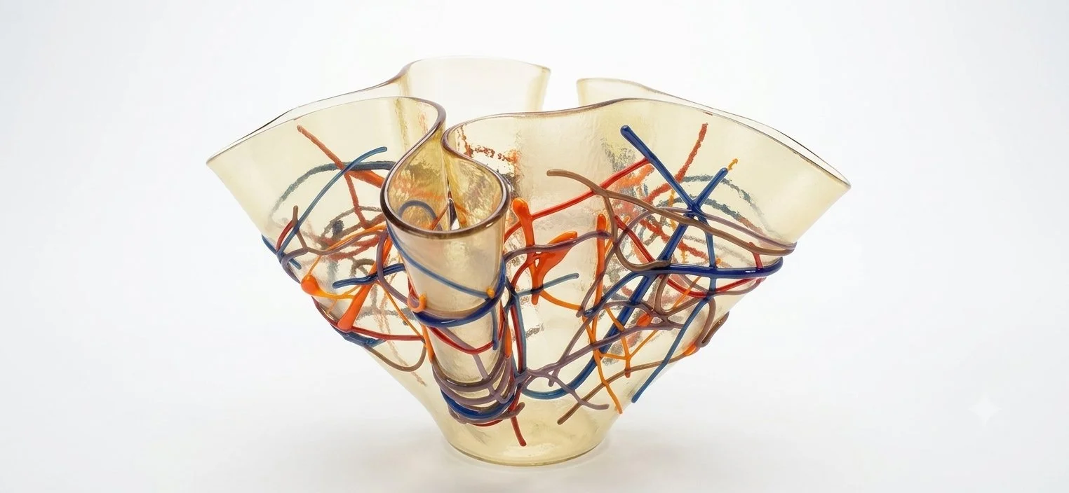 Modern Amber Vase with Stringers