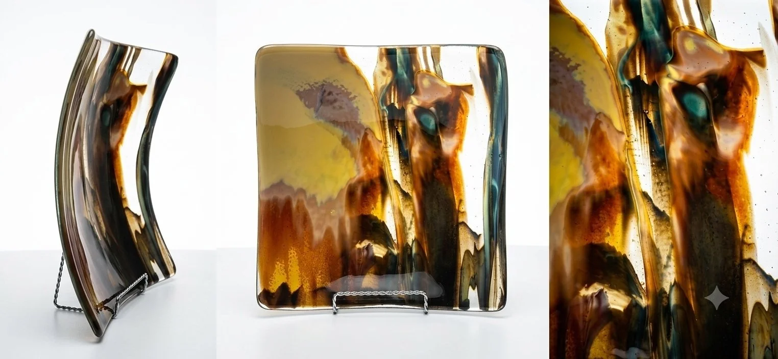 Modern Fused Glass Art Bowl - Statement Piece!