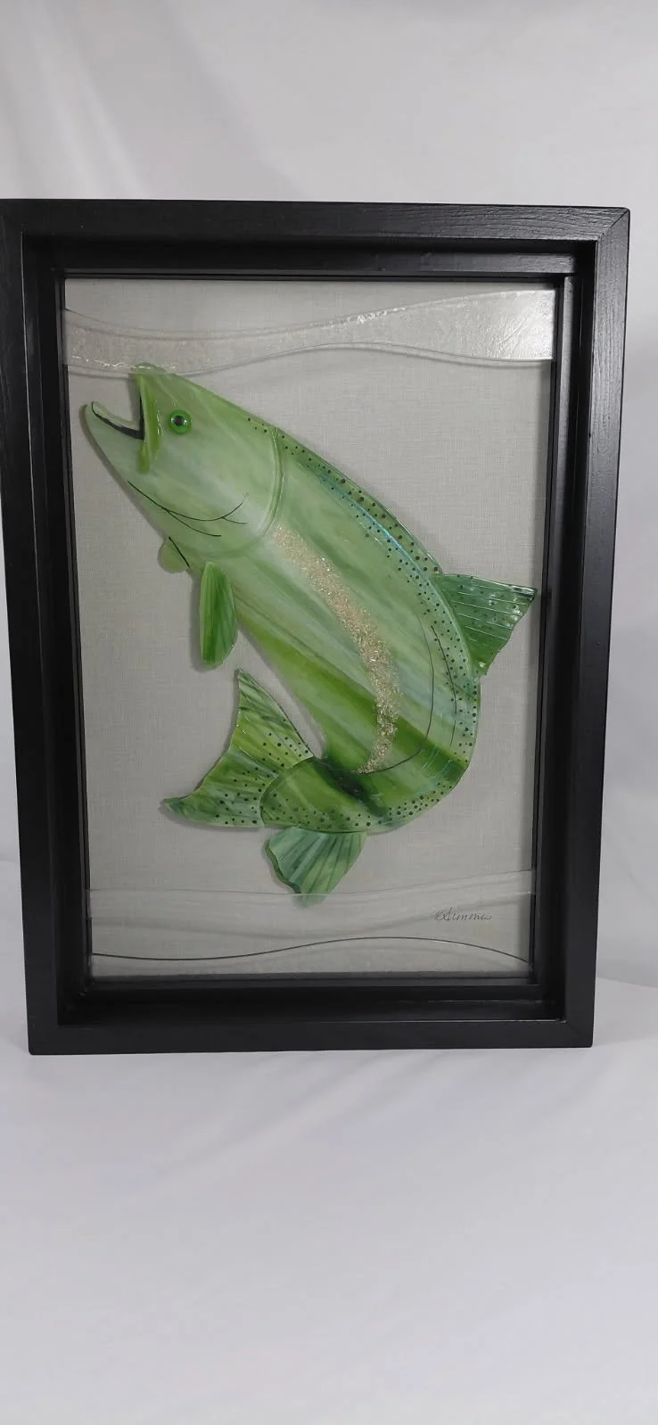 Framed Fused Glass Salmon