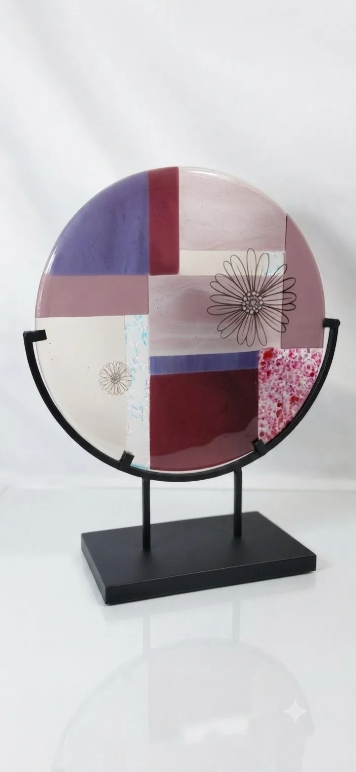 Modern Fused Glass Art Statement Piece