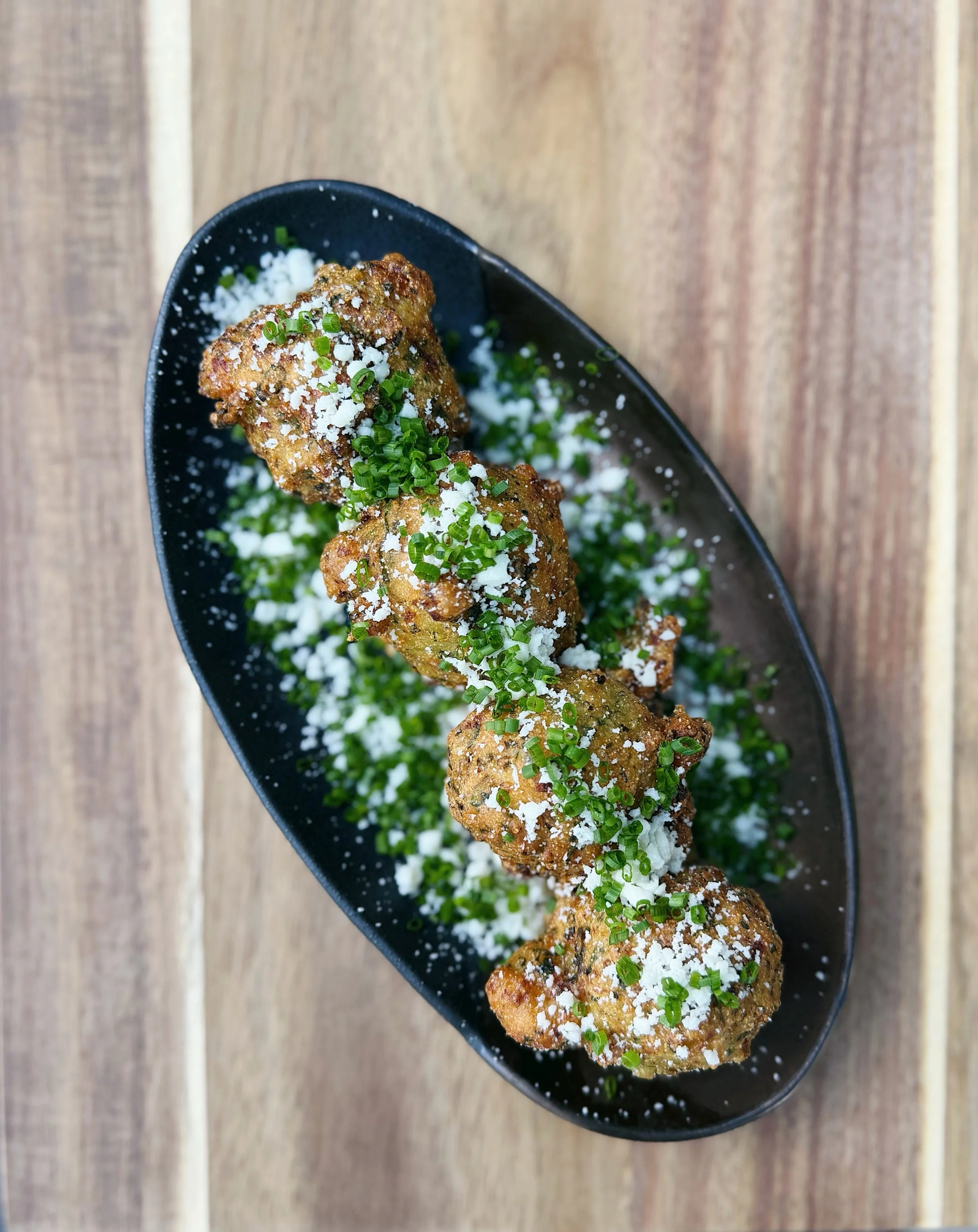 Suppose it&rsquo;s time we start showing you pieces of our menu. 
We still don&rsquo;t have an opening date yet but all we are waiting on is our final inspection, liquor license, and sign for the building. 

Key West Shrimp Fritter, Calabrian Aioli, 