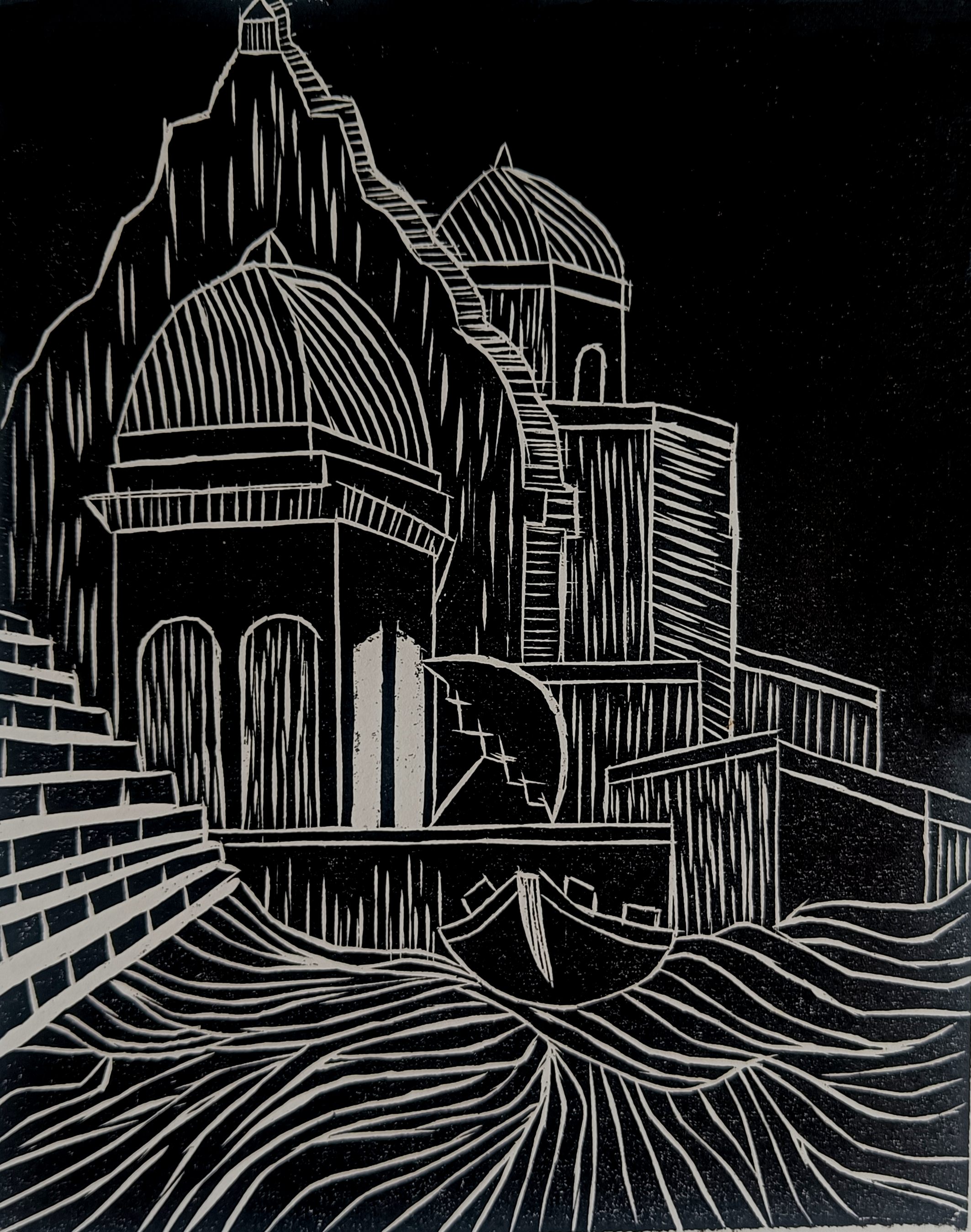Banaras (2023) |
Medium: woodcut |
Size: 8 inches × 10 inches