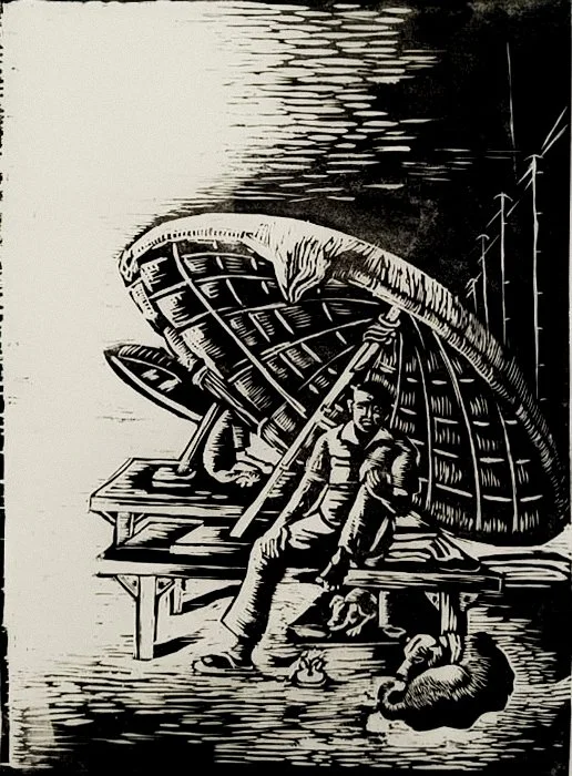 Banaras (2025) |
Medium: woodcut |
Size: 12inches × 16 inches |