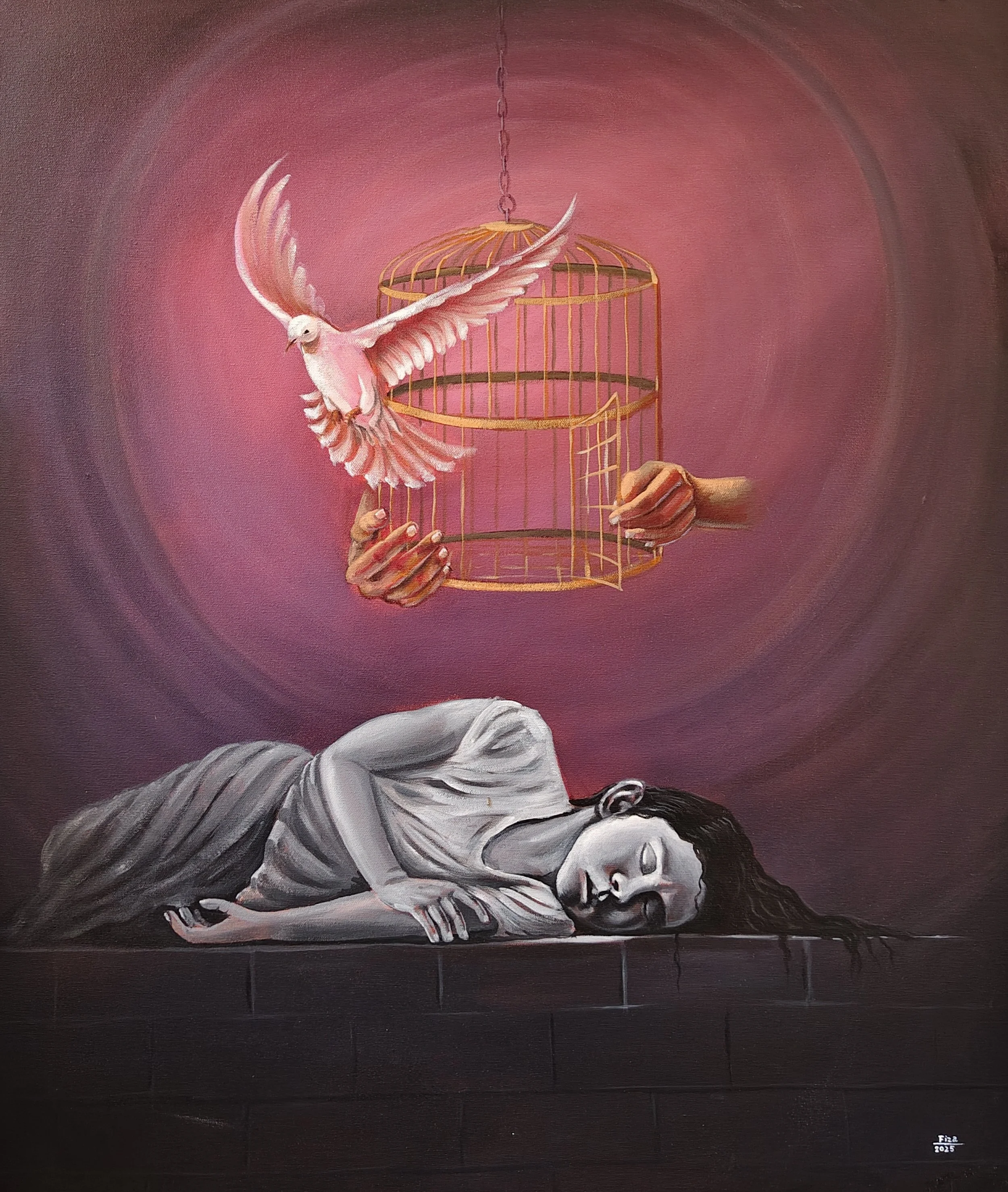 Dreaming of freedom
Medium: Acrylic on canvas
Size: 2×2.5feet(24 inches × 30 inches)
Year: 2025
