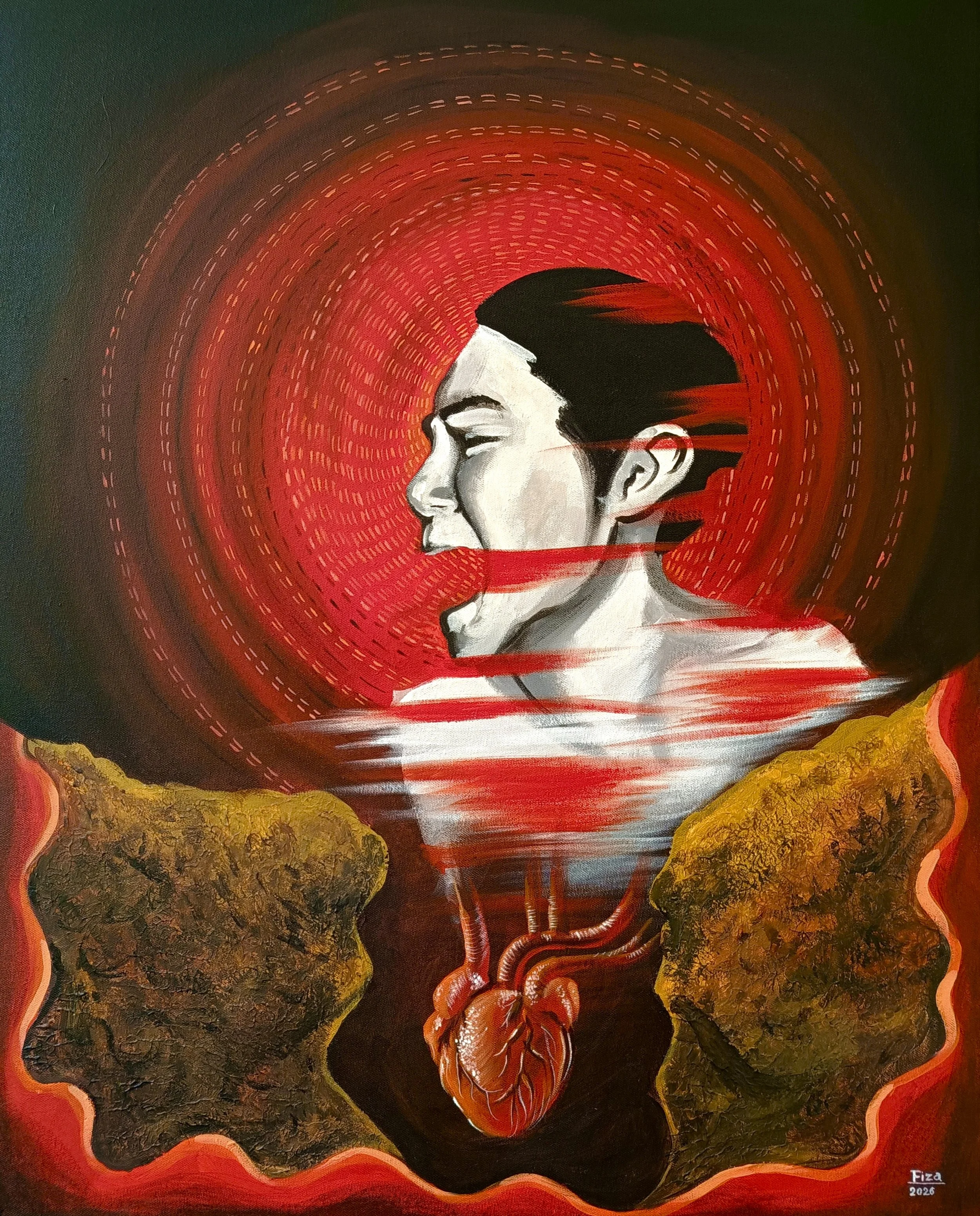 Unspoken (2026) | Medium: Acrylic on canvas | Size: 2×2.5feet(24 inches × 30 inches)