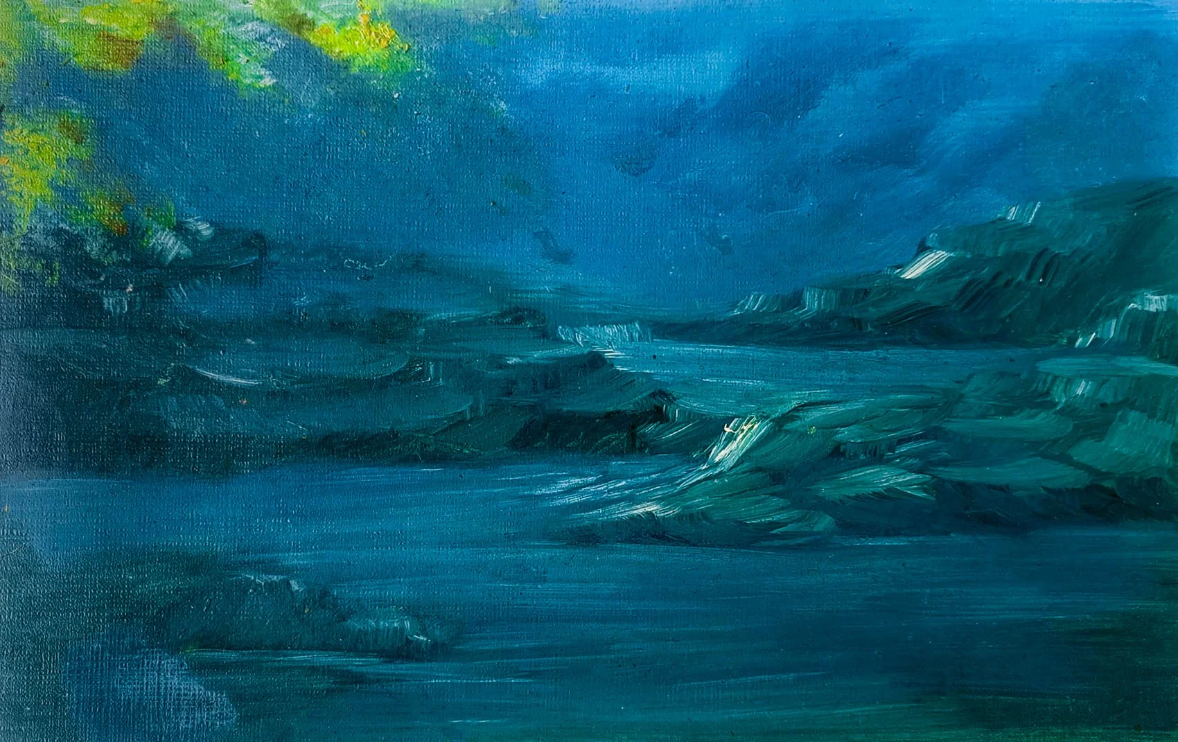 Calm after the Storm(Sukoon) (2024) | Medium: Oil on canvas sheet | size : 10.5 x 7.5inches