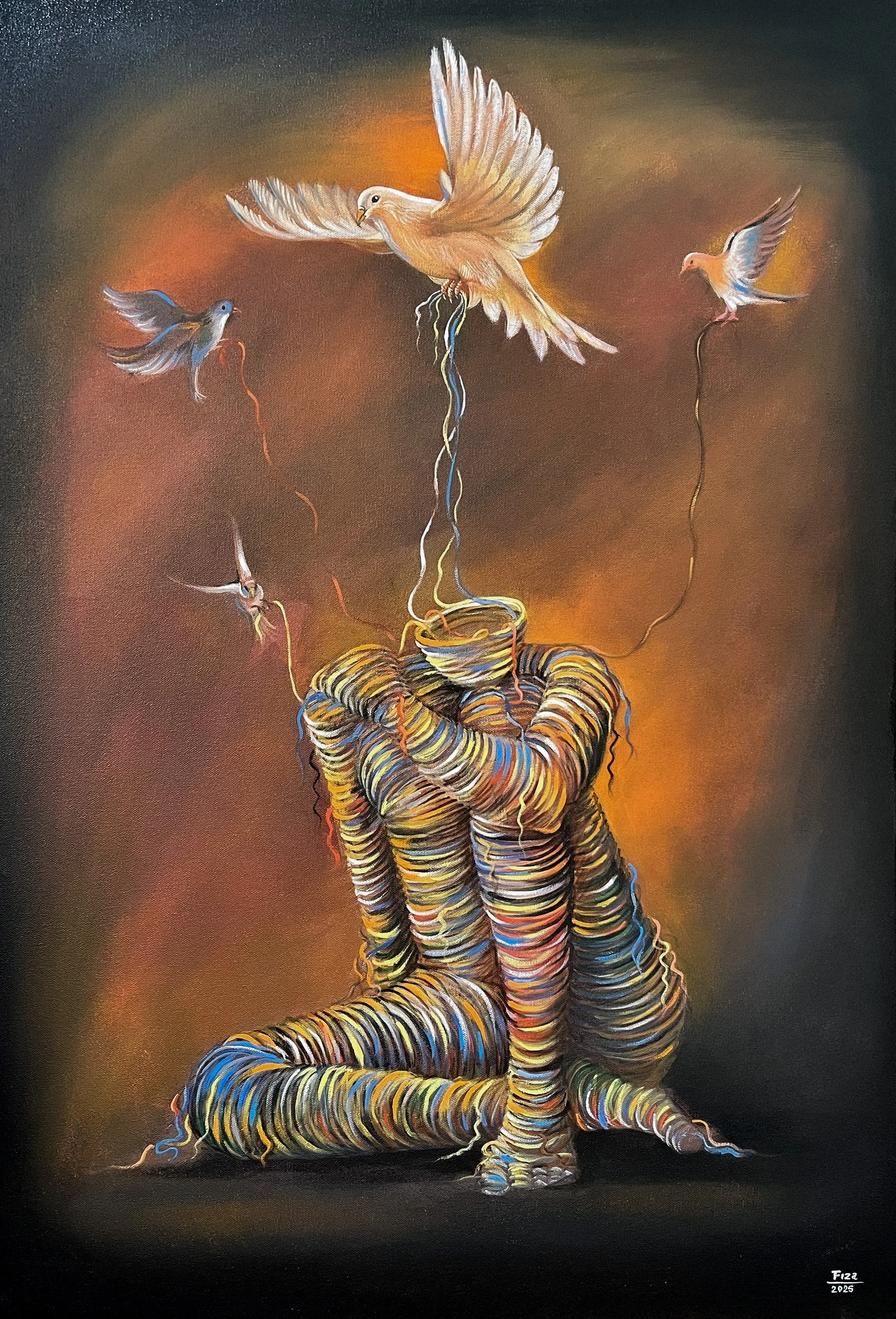 Unbound (2025) | Medium: Acrylic on canvas | Size: 2×3 feet(24 inches × 36 inches)