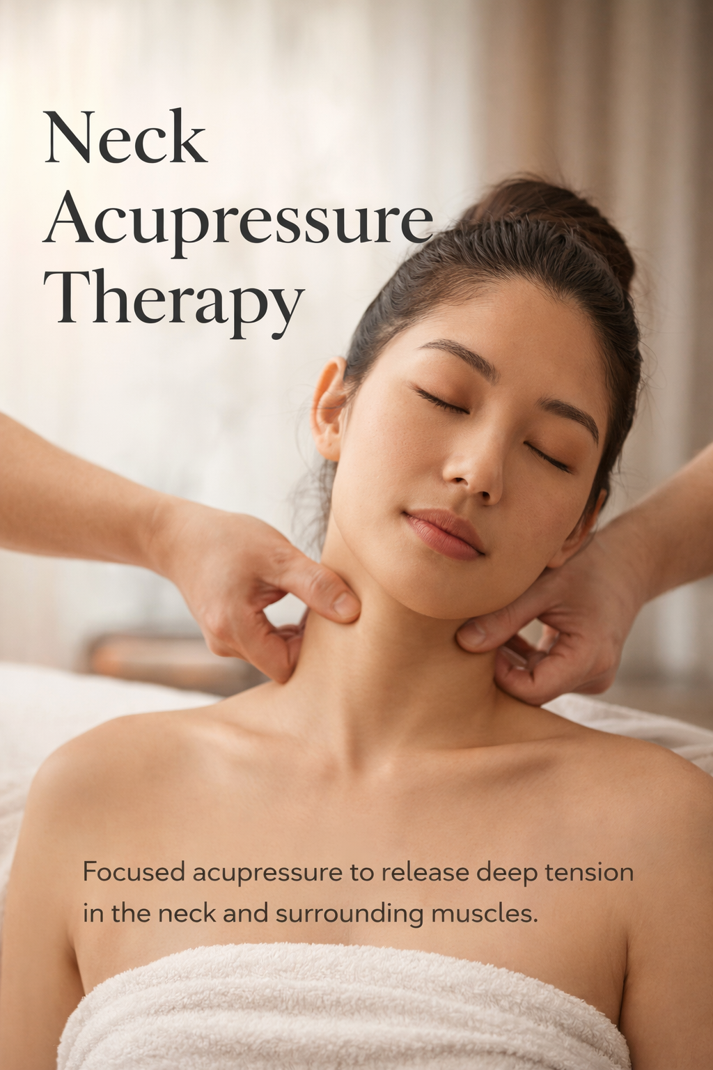 Neck acupressure therapy for neck pain relief at Avy Spa in Palo Alto
