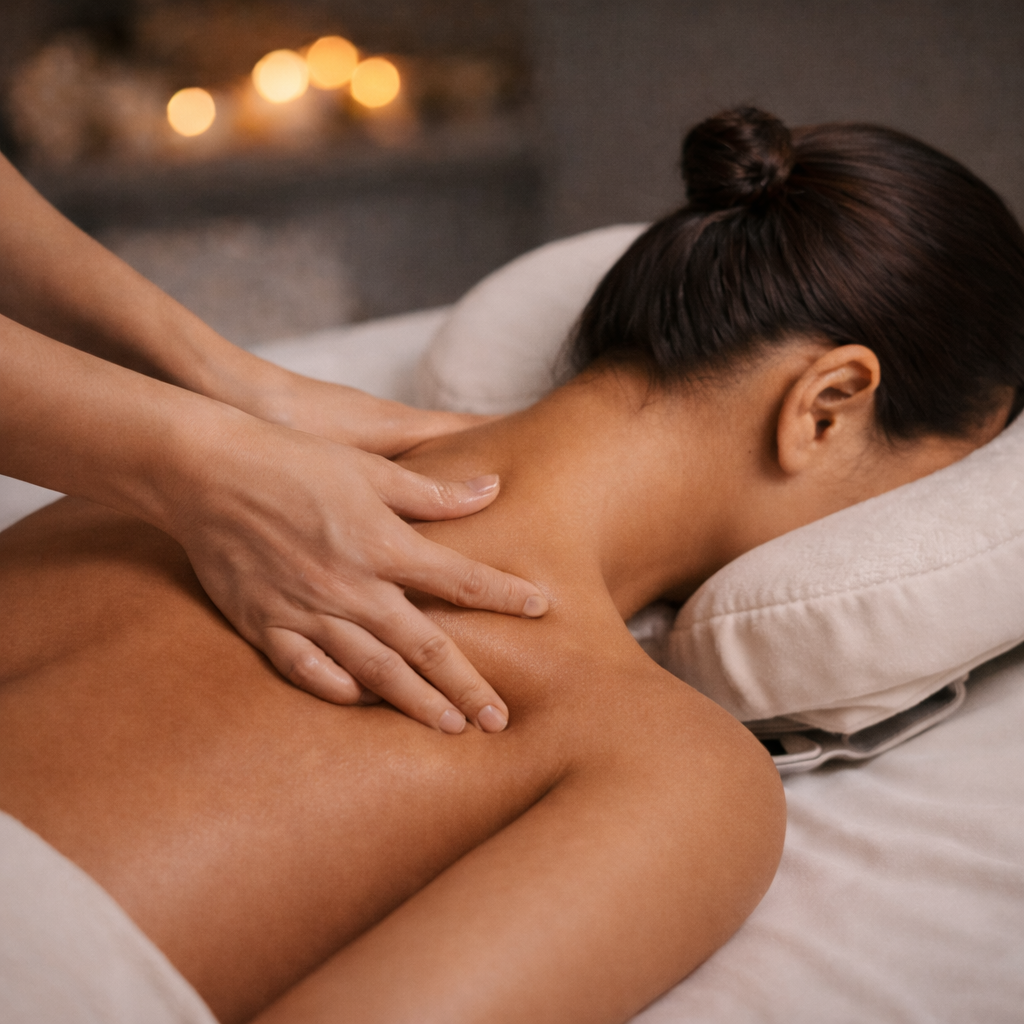 Trigger point massage targeting neck and shoulder muscle tension