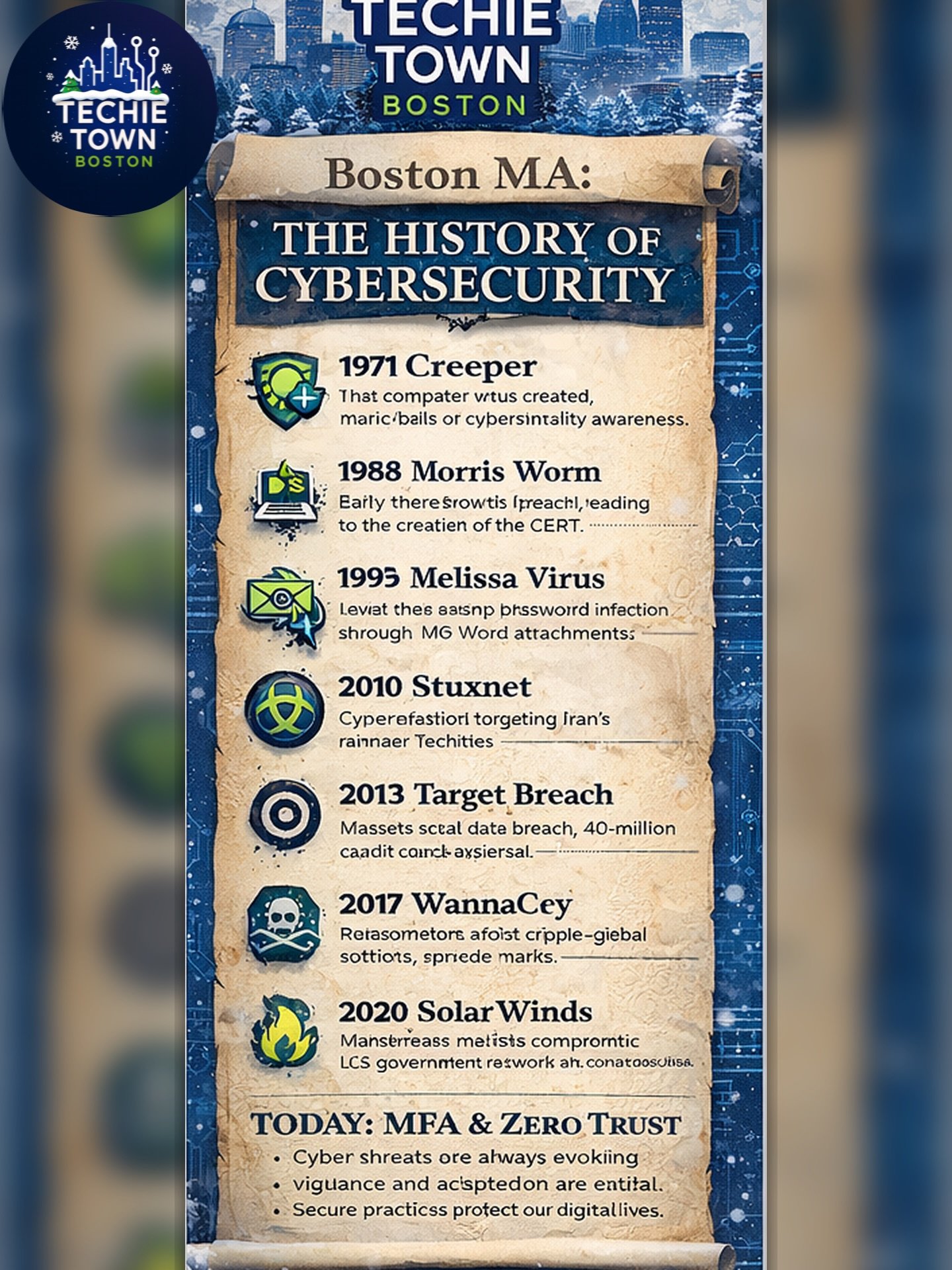 Boston has history&hellip; so does hacking. 📜🔐
Tools change. Human habits don&rsquo;t.

Still undefeated:
&bull; MFA
&bull; Updates
&bull; Backups
&bull; Verify links
&bull; Least privilege

Comment HISTORY and I&rsquo;ll send the one-page version.