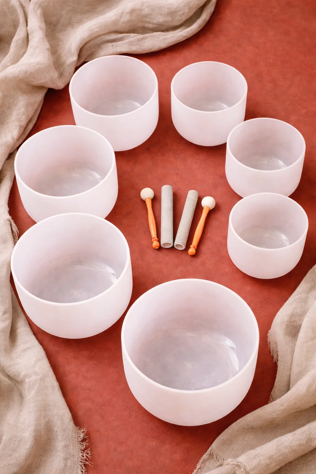 Matched Quartz Crystal Singing Bowl Set