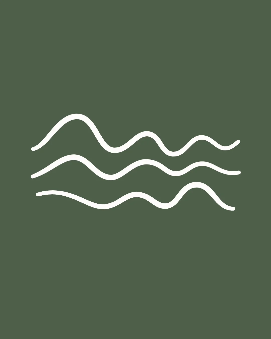 White wavy lines on a dark green background.