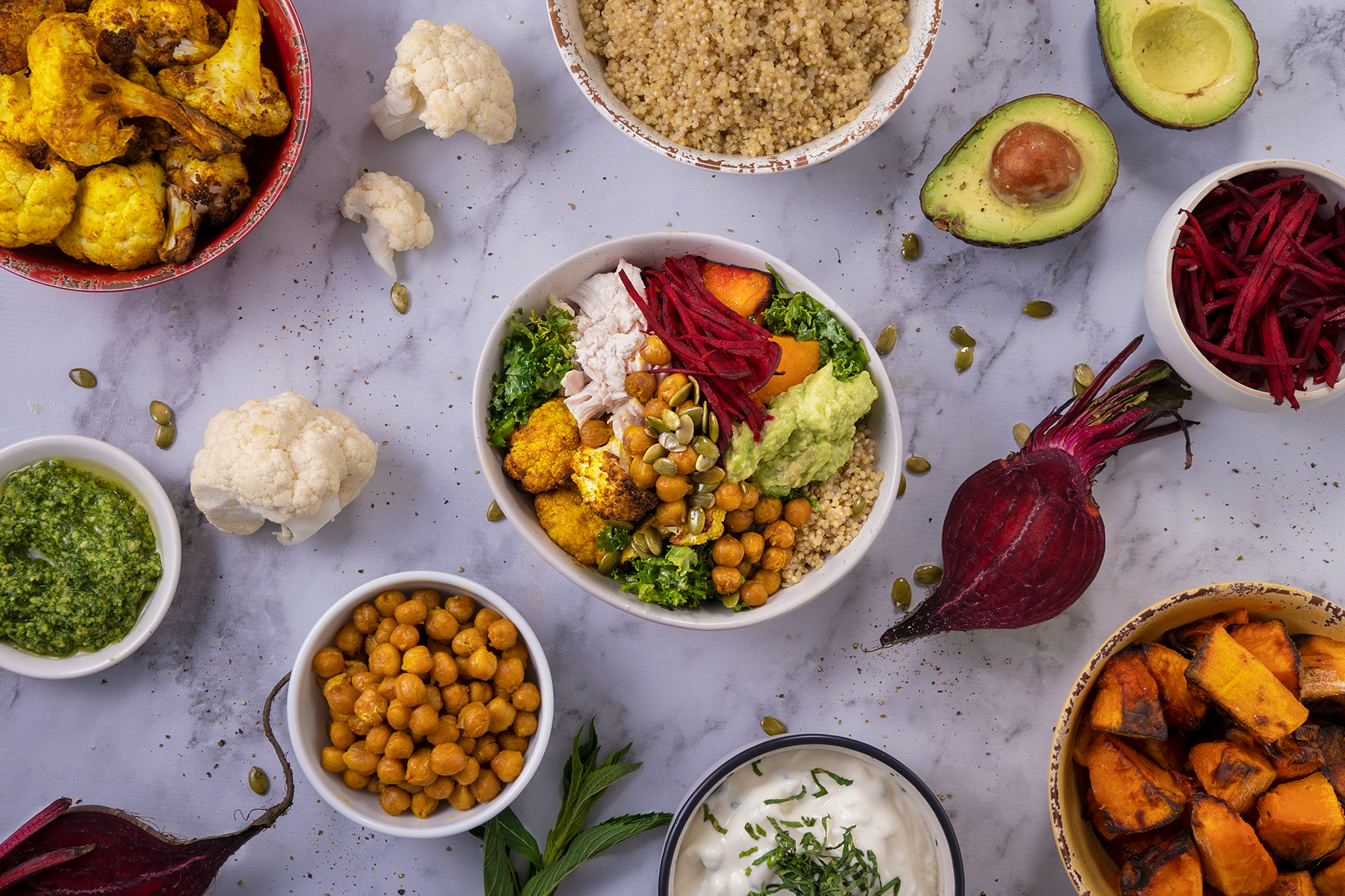 Sydney food photography flatly of salads and healthy dishes