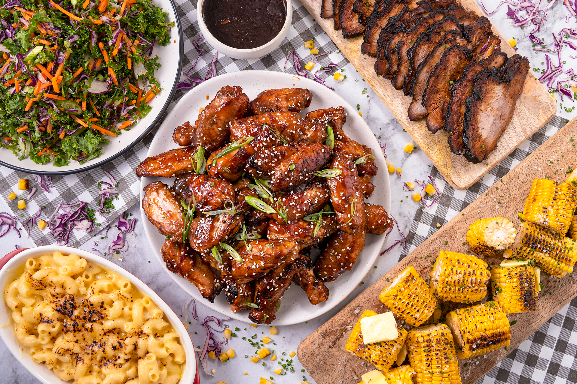 Sydney catering food photography - flatly of charred meats and vegetables
