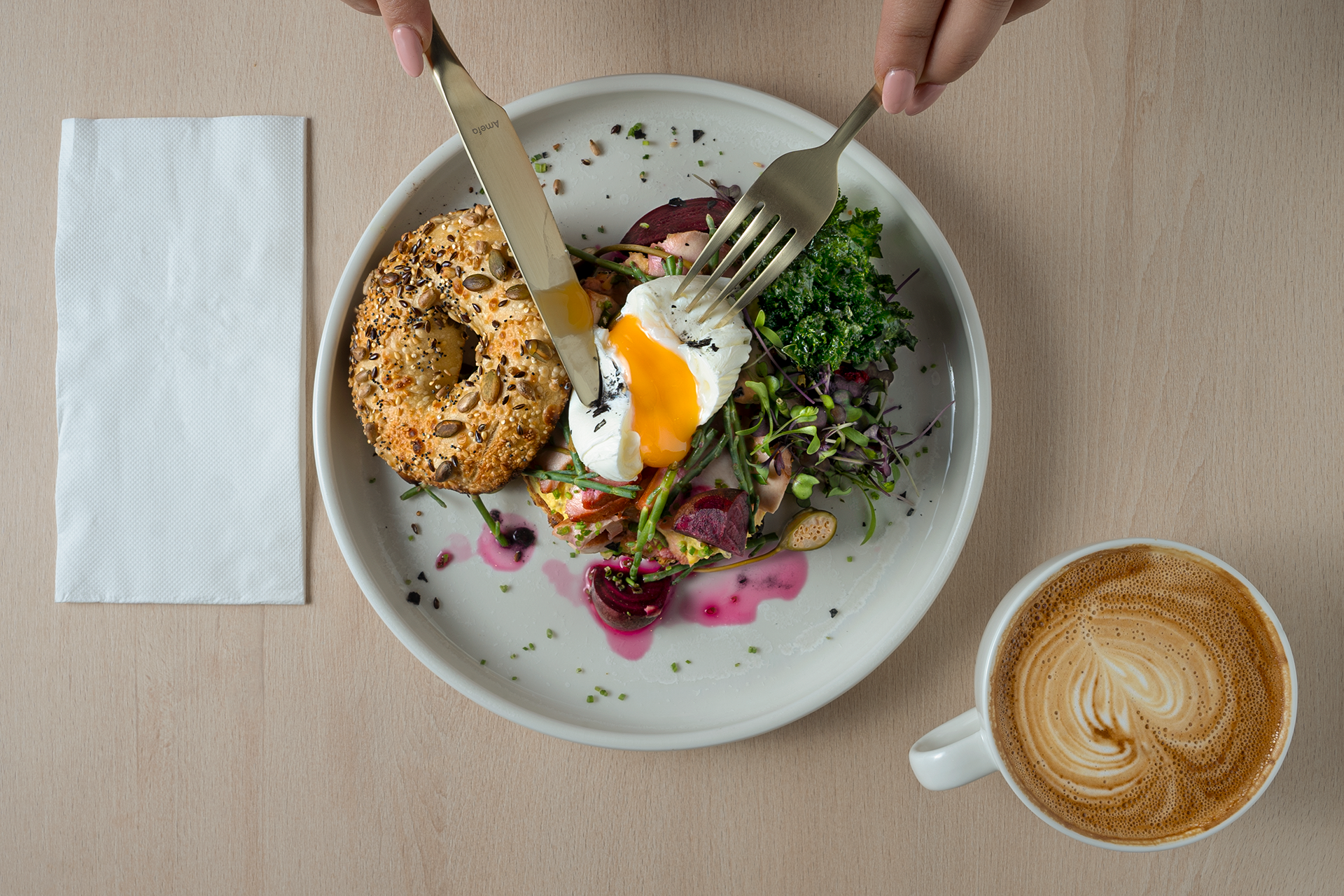 Sydney cafe food photography - brunch shoot with runny egg