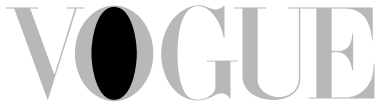 Vogue magazine logo in black and white.