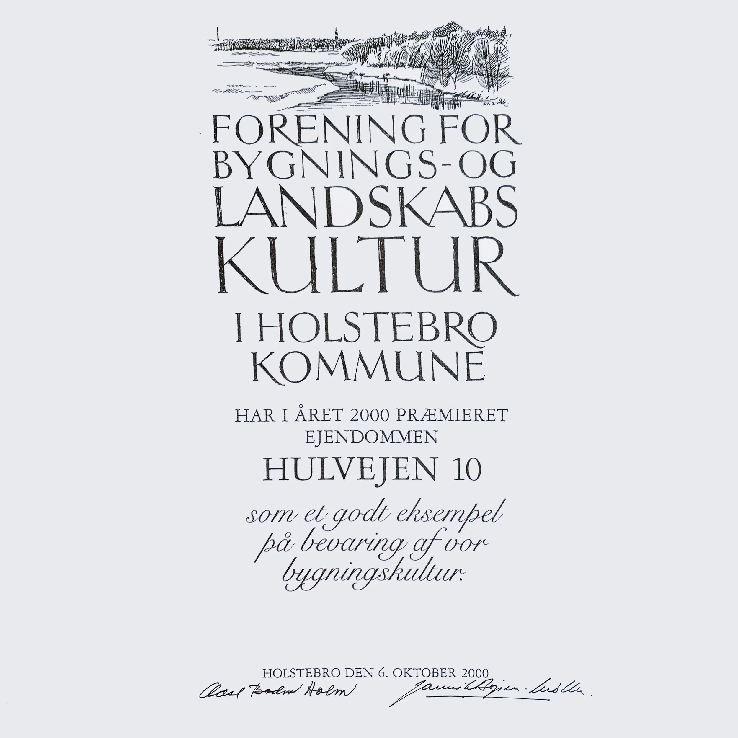 2000 - HOLSTEBRO KOMMUNES BYGNINGSPRIS - Villa, Hulvejen