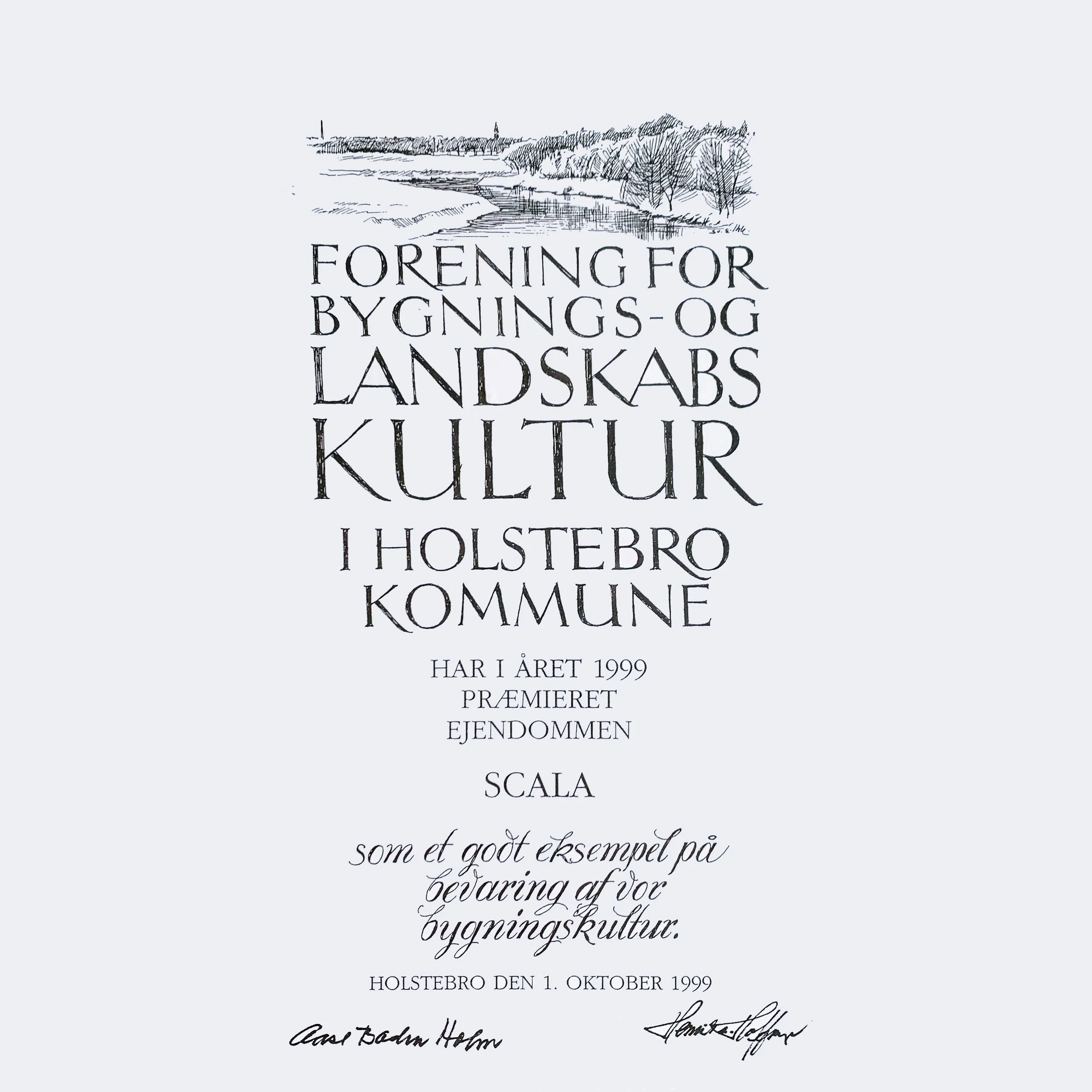 1999 - HOLSTEBRO KOMMUNES BYGNINGSPRIS - Scala-biograferne. Renovering, ombygning og tilbygning.