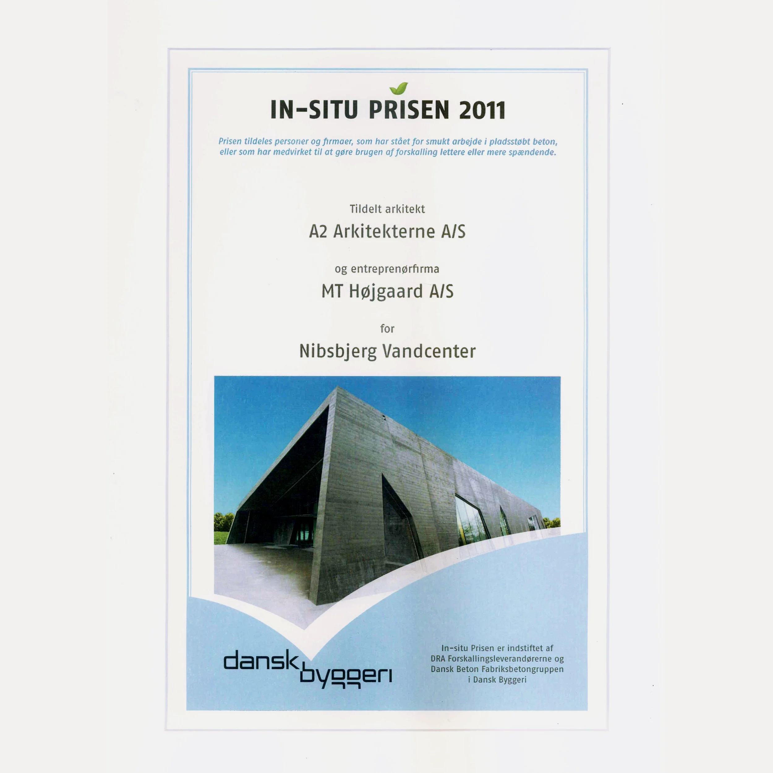 2011 - INSITU-PRISEN - Nibsbjerg Vandcenter - Nyt vandværk