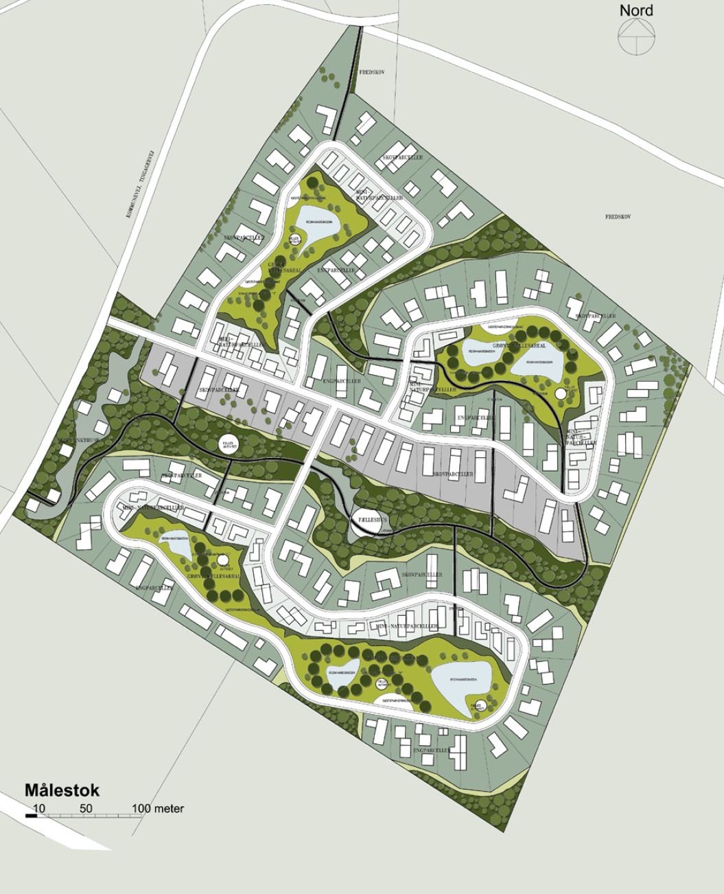  
Tingager Enge - Helhedsplan for grundudstykning - Nyt parcelhuskvarter
  
Udarbejdet for privat bygherre.
  
