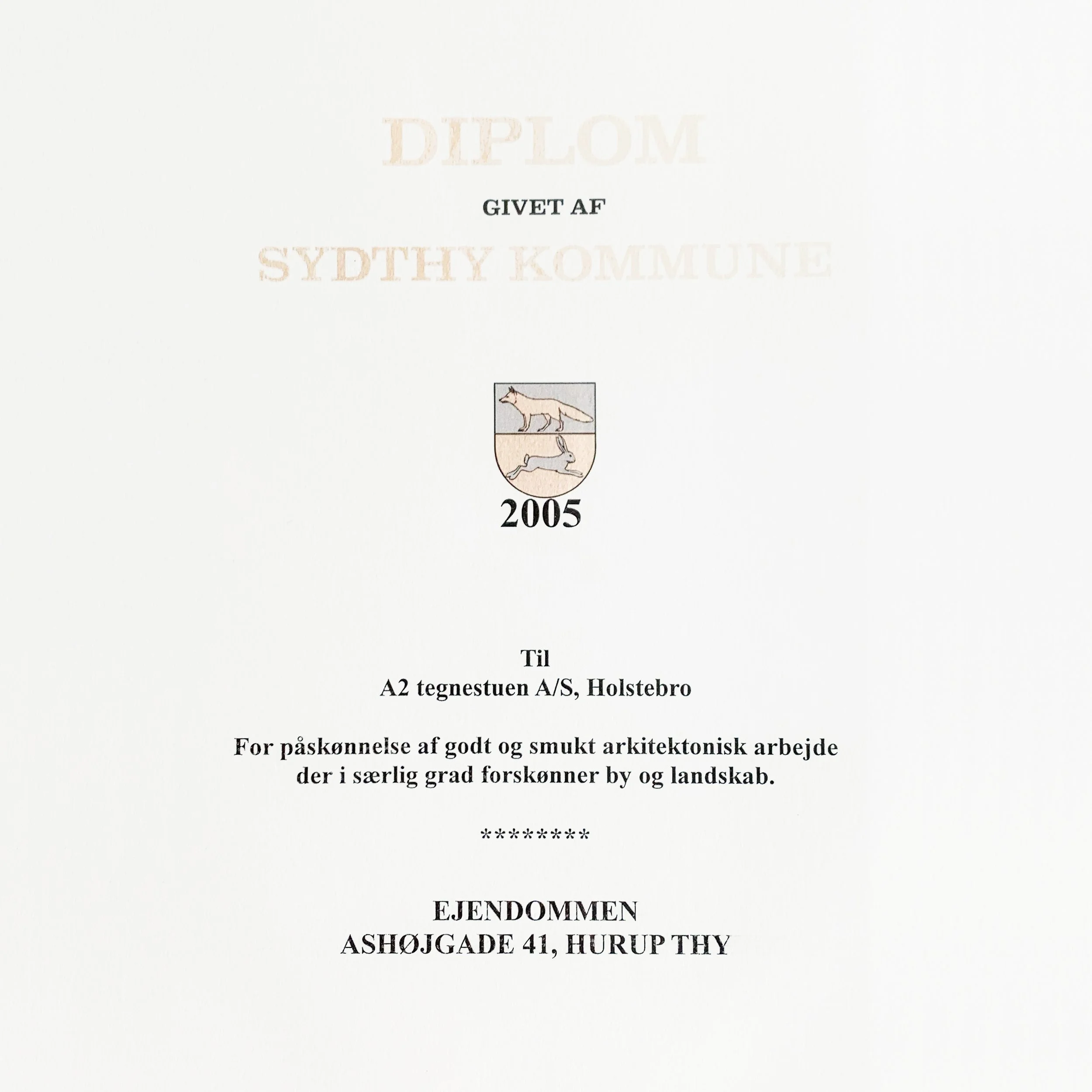 2005 - SYDTHY KOMMUNES ARKITEKTURPRRIS - Villa i Hurup, Thy