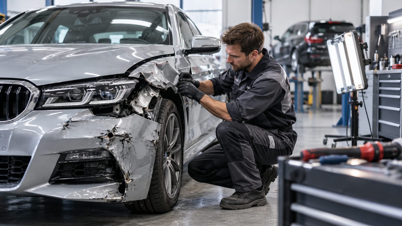 Réparation carrosserie après sinistre à l'atelier du Garage de l'Union Services – Point S Villeurbanne