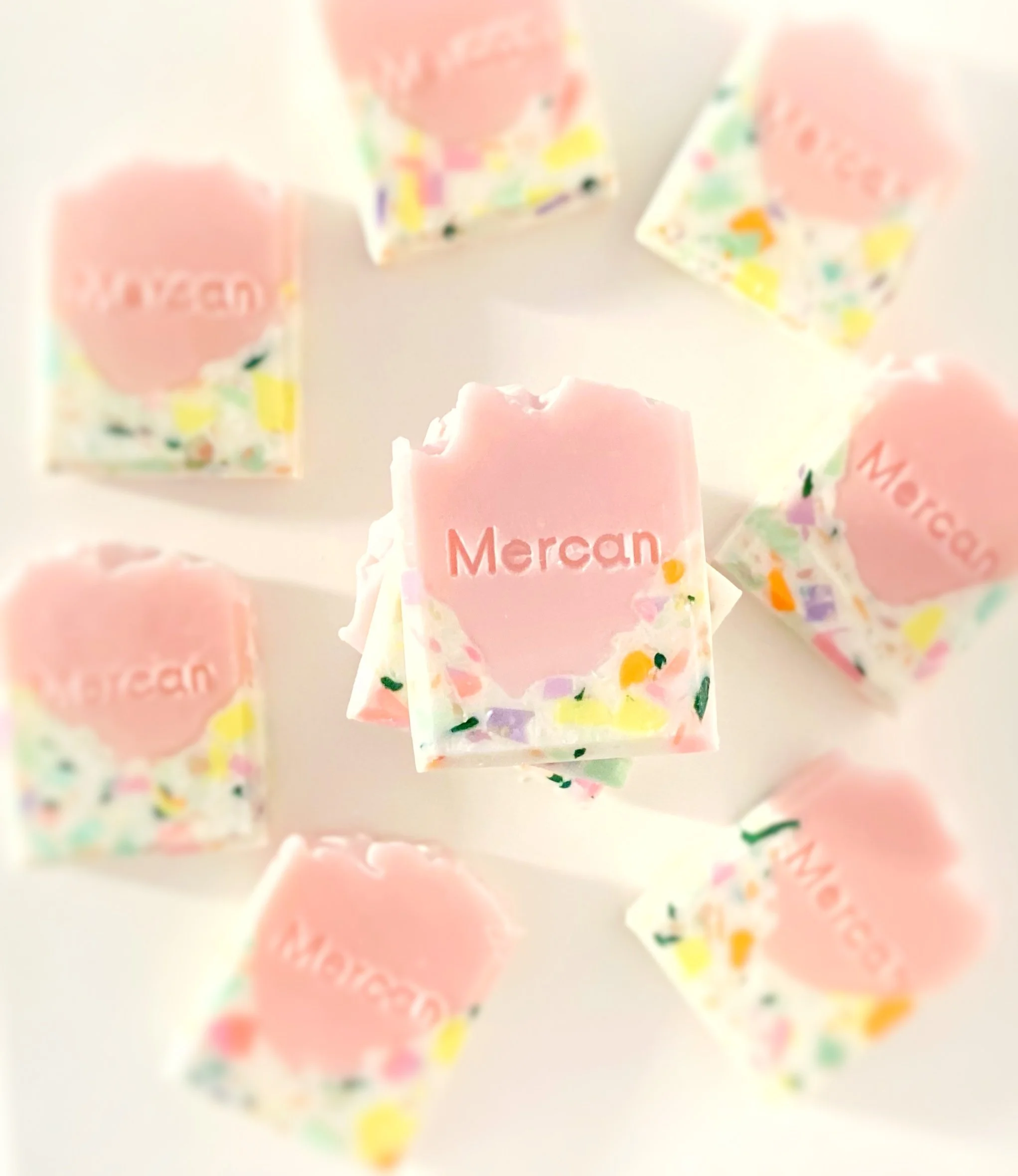 Pink and white decorative soap with 