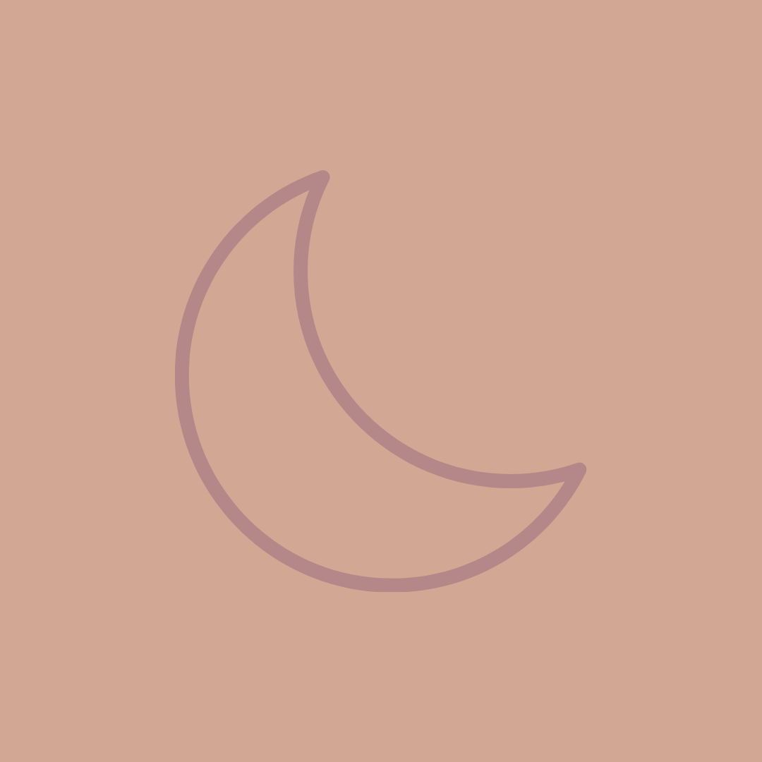 Ein stilisiertes Bild eines Monds auf einem hellbraunen Hintergrund.
