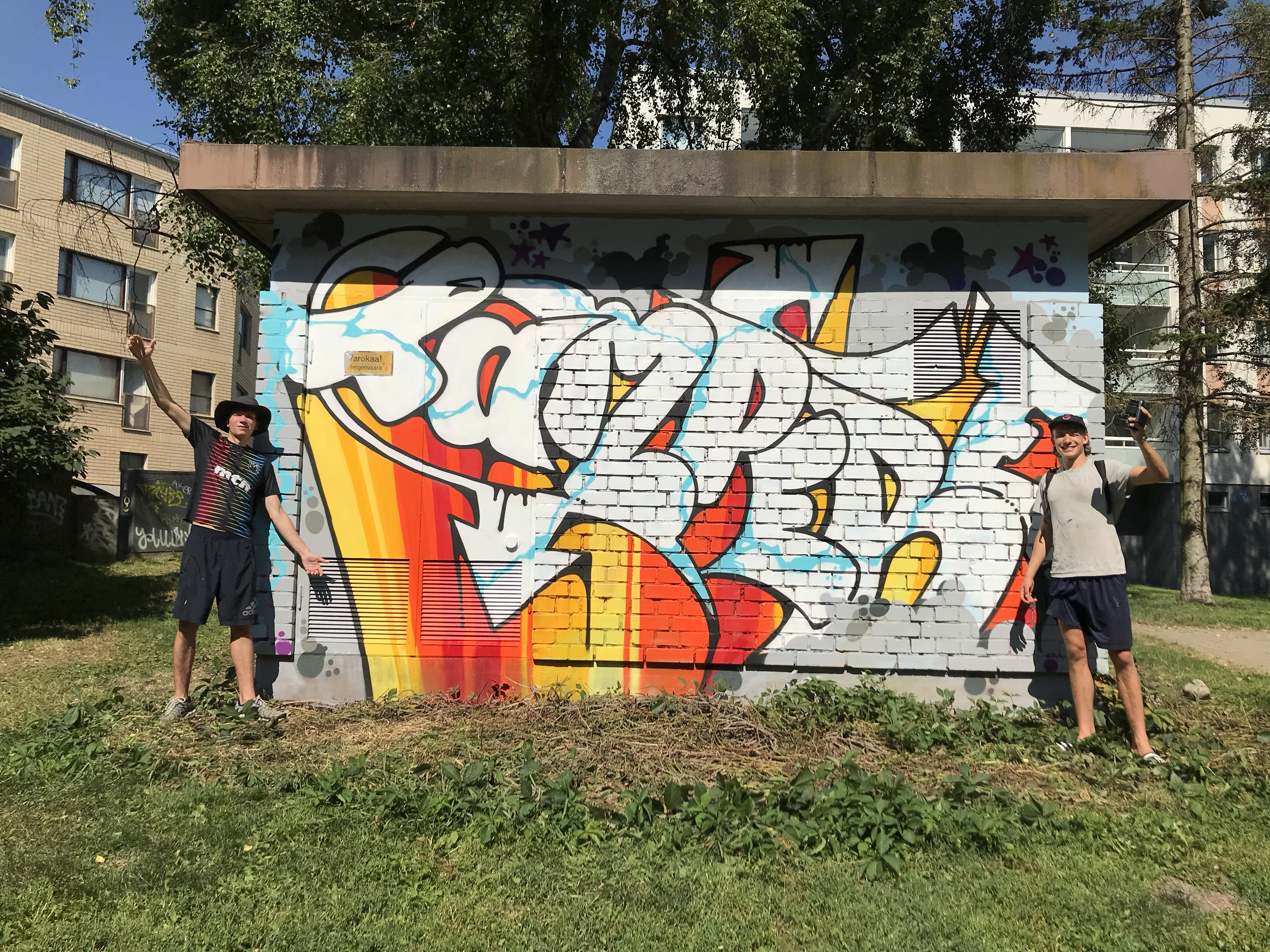 A custom painted electrical box created for Next Level Street Art Oy, adding street art flair to the heart of Tampere, Finland.