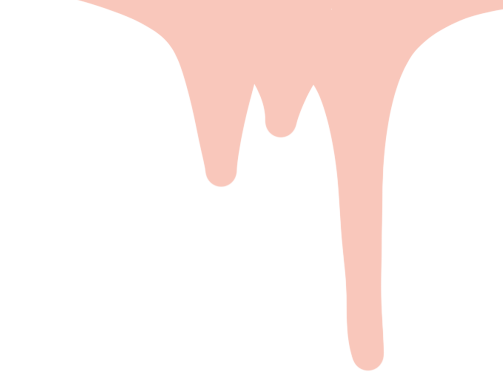 Black silhouette of a mountain with pink paint dripping down from the top.