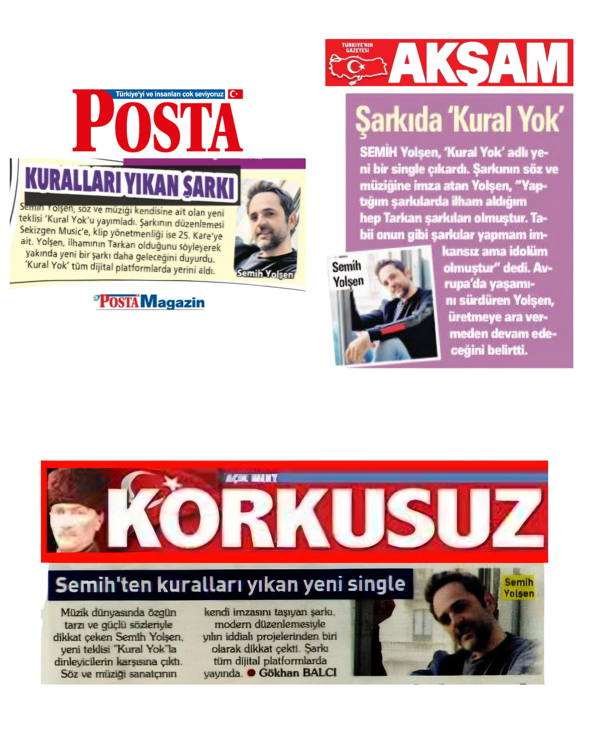 Posta, Akşam,Korkusuz gazeteleriSemih Yolşen haberi