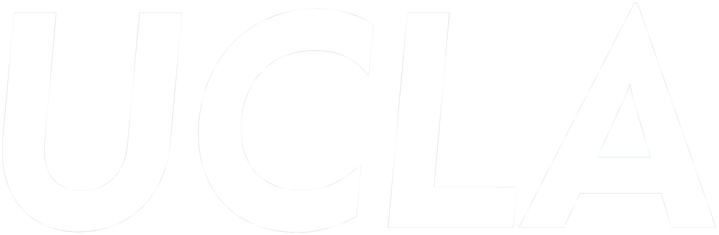 Large white text reading 'UCLA' on a black background.