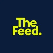 The logo for The Feed, with yellow text on a dark background.