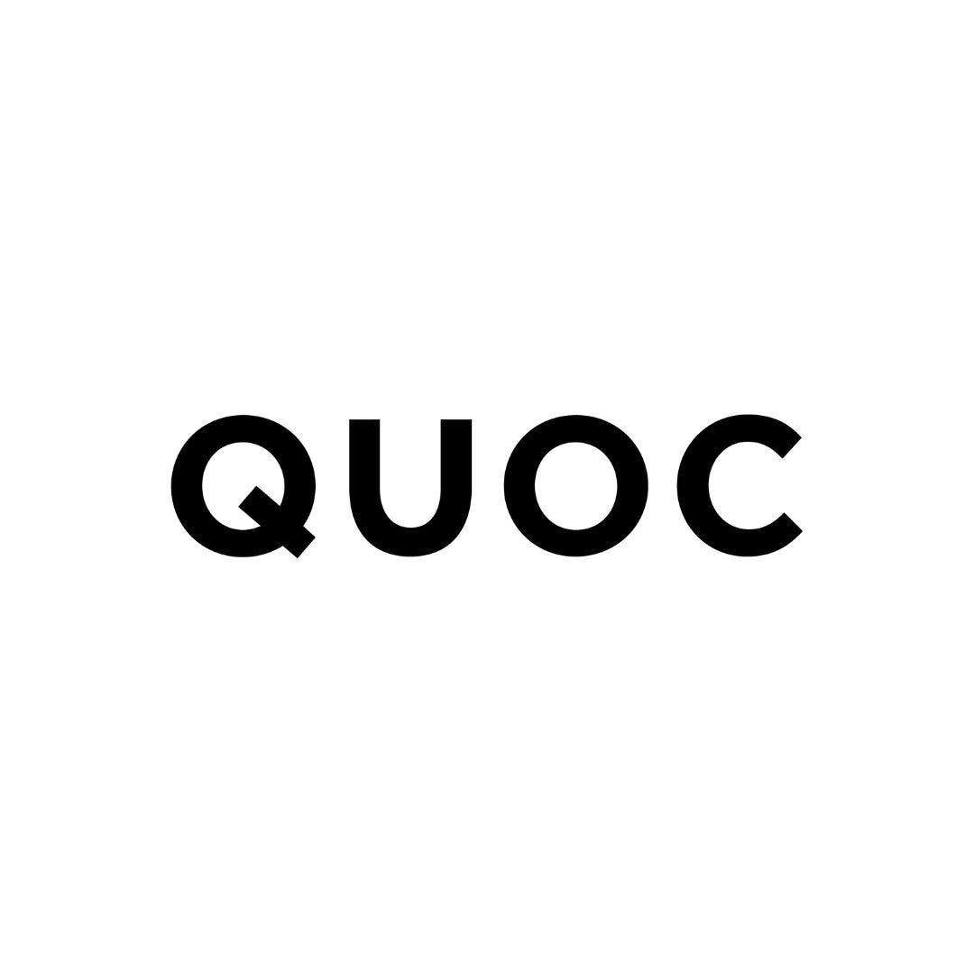 The word "QUOC" in bold black letters on a white background.
