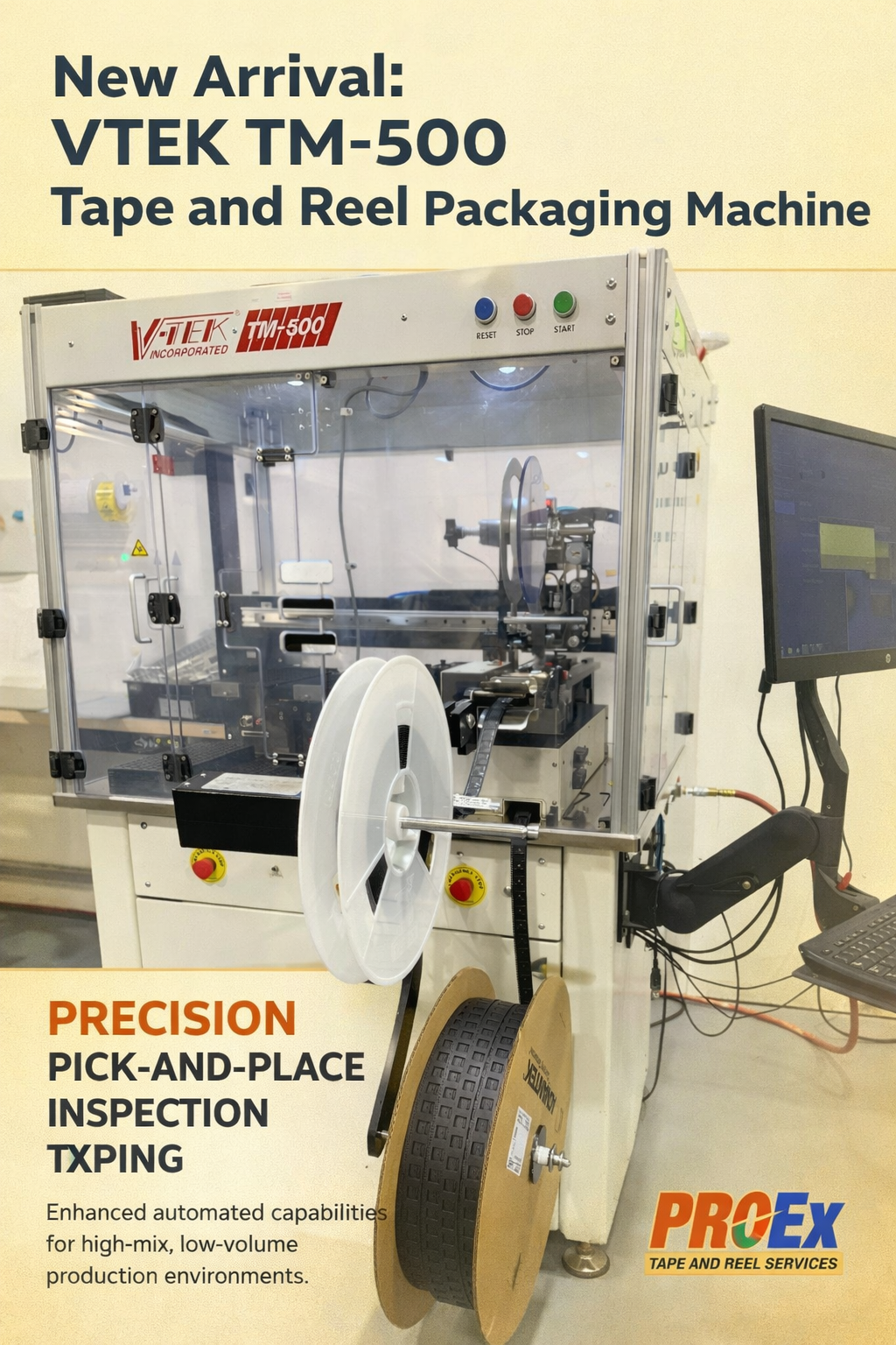 New Arrival: VTEK TM-500 Automated Tape and Reel Packaging System