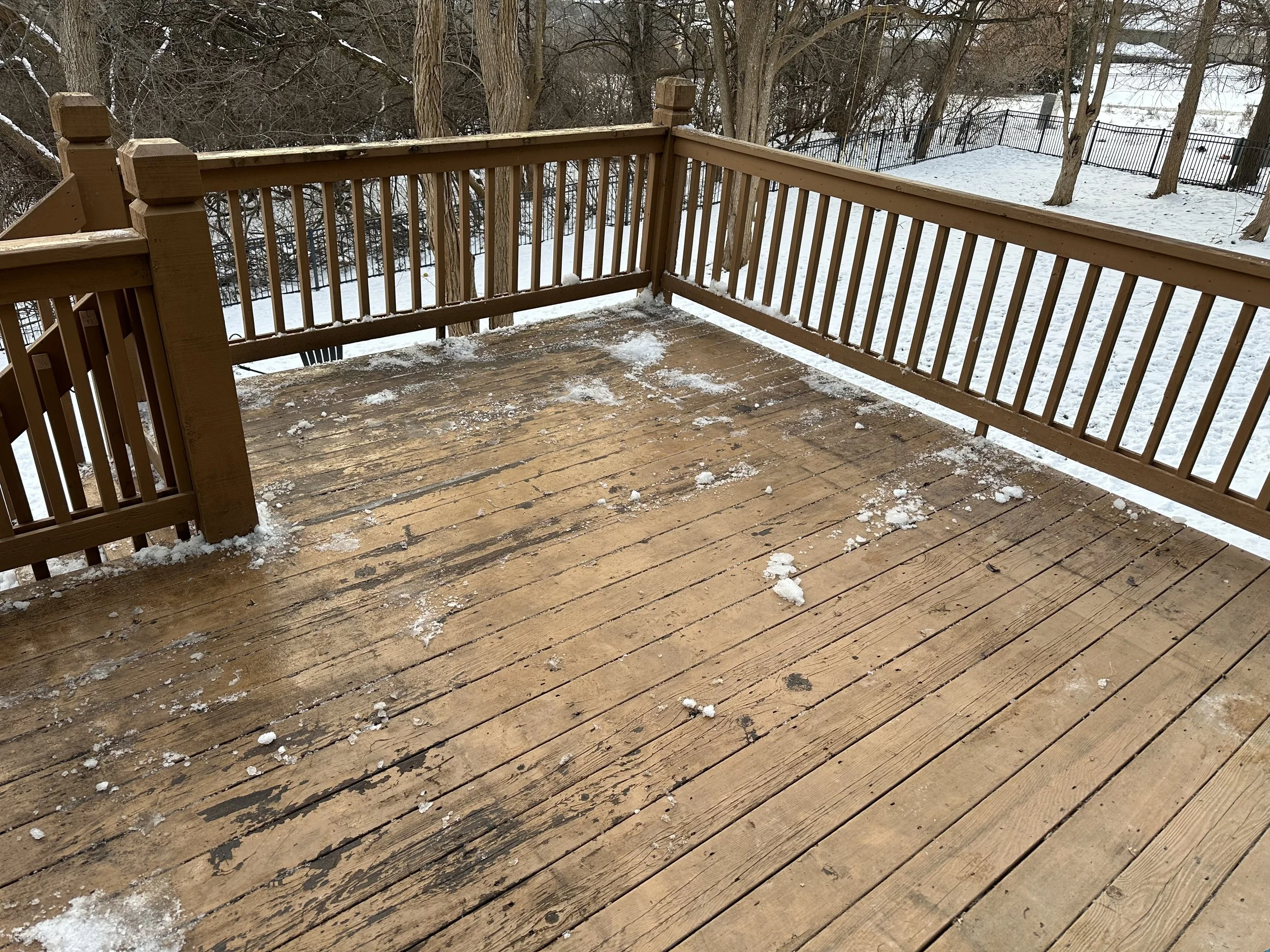 Cedar wood deck needing to be replaced.