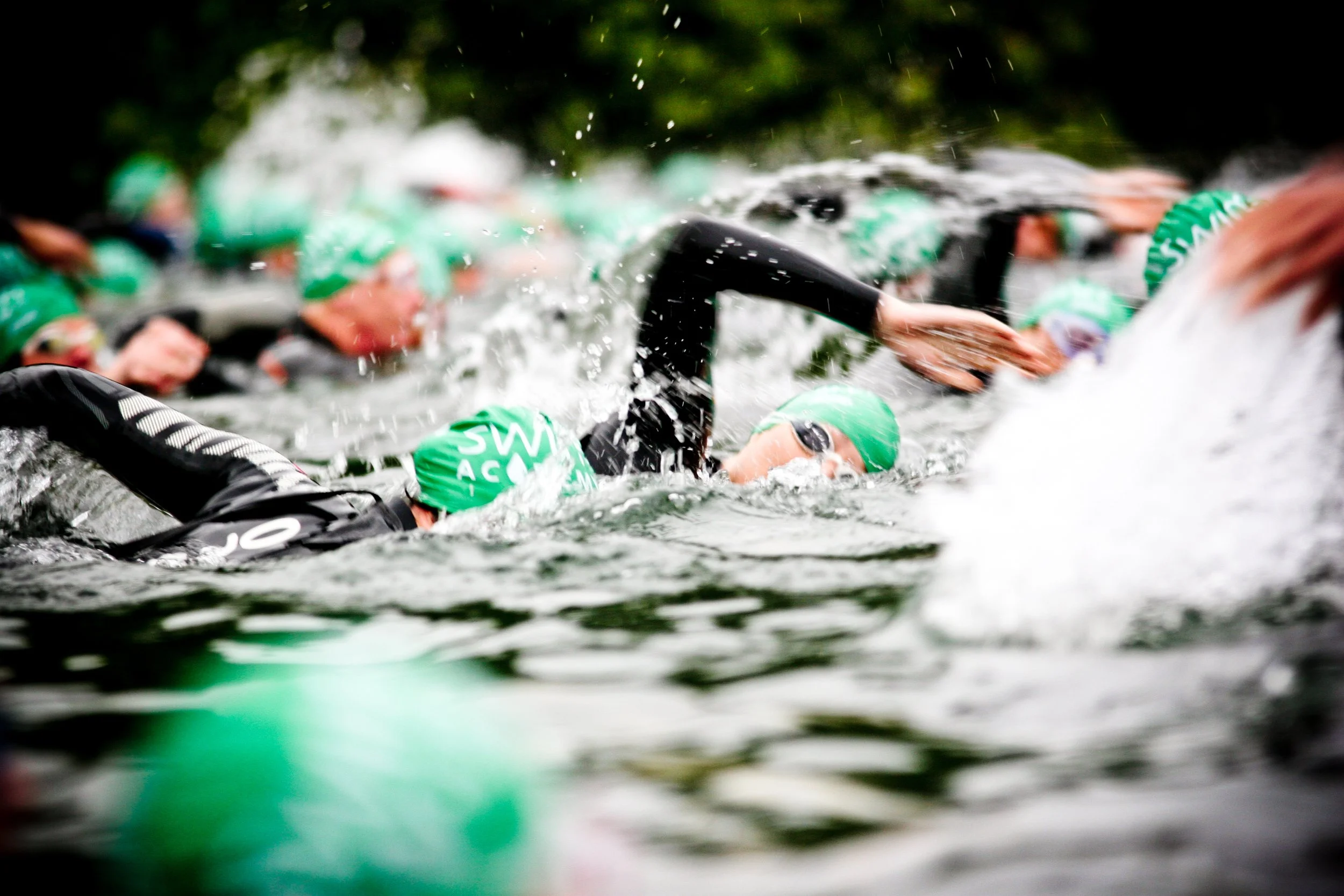 Triathlon swimmers image by Cumbria sports photographer, Sarah at Nomadisk.