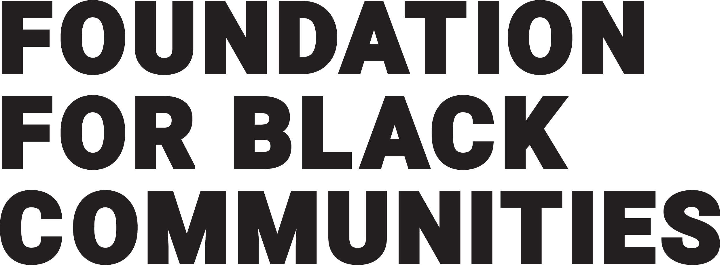 Black text on a transparent background that reads 'FOUNDATION FOR BLACK COMMUNITIES'.