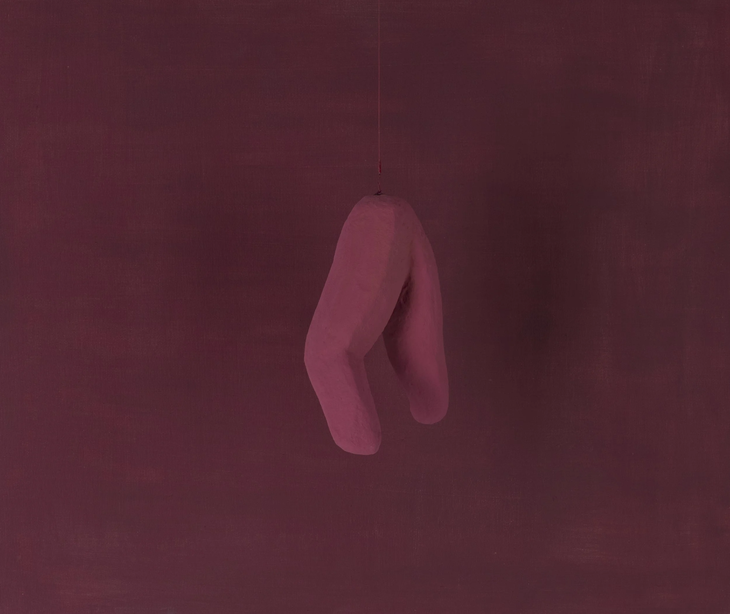 Una scultura sospesa magenta