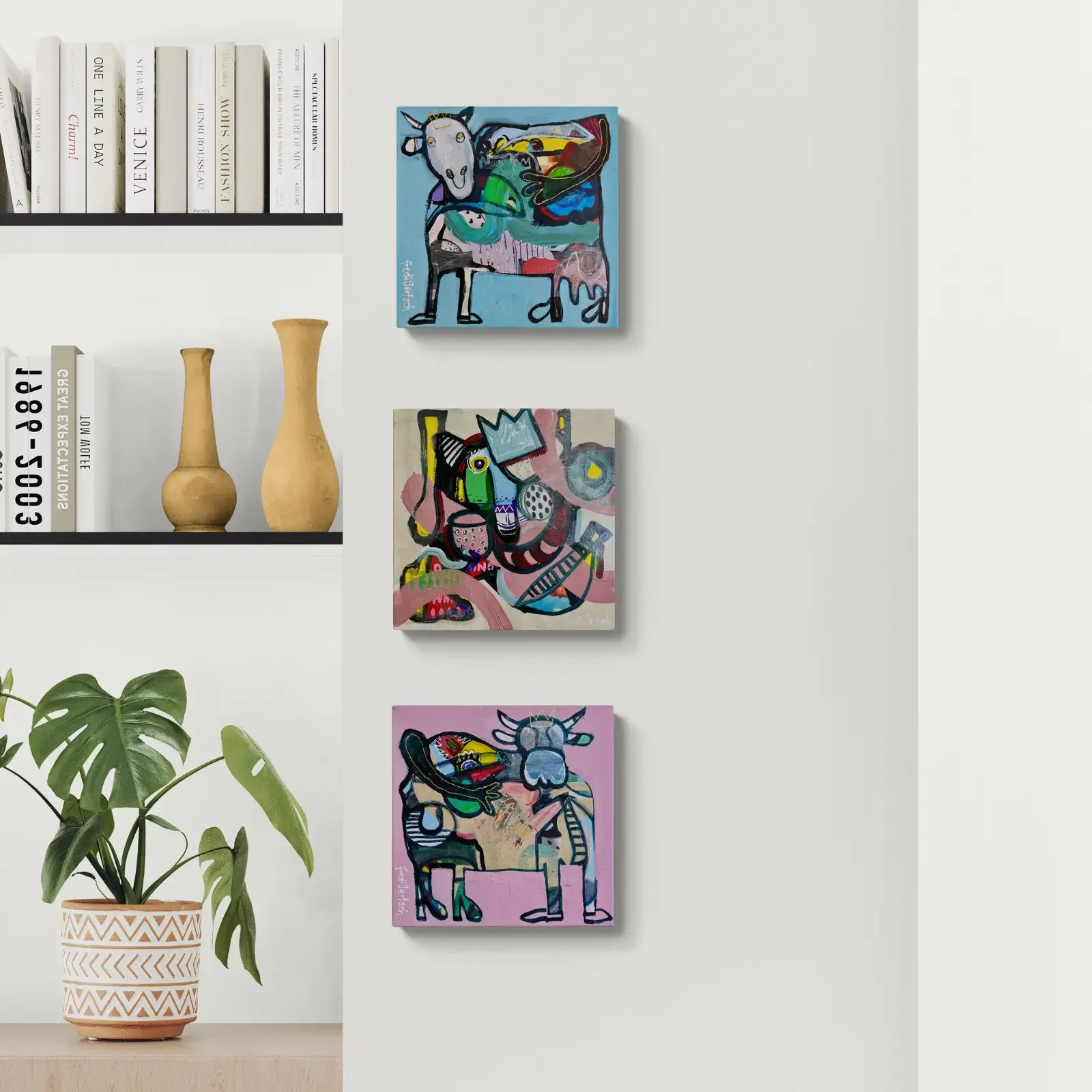 Pink Hug von Fredi Gertsch, Pop Art Mini-Wandbild als Teil einer Bilderwand, 2026