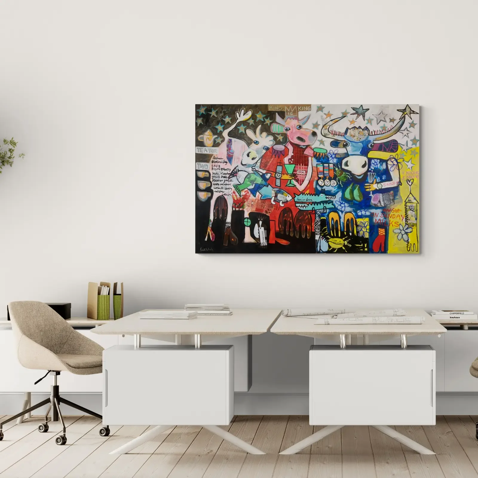 King Is King, Pop Art Acrylgemälde von Fredi Gertsch, Wandbild im modernen Büro, Schweizer Kunst, 2024